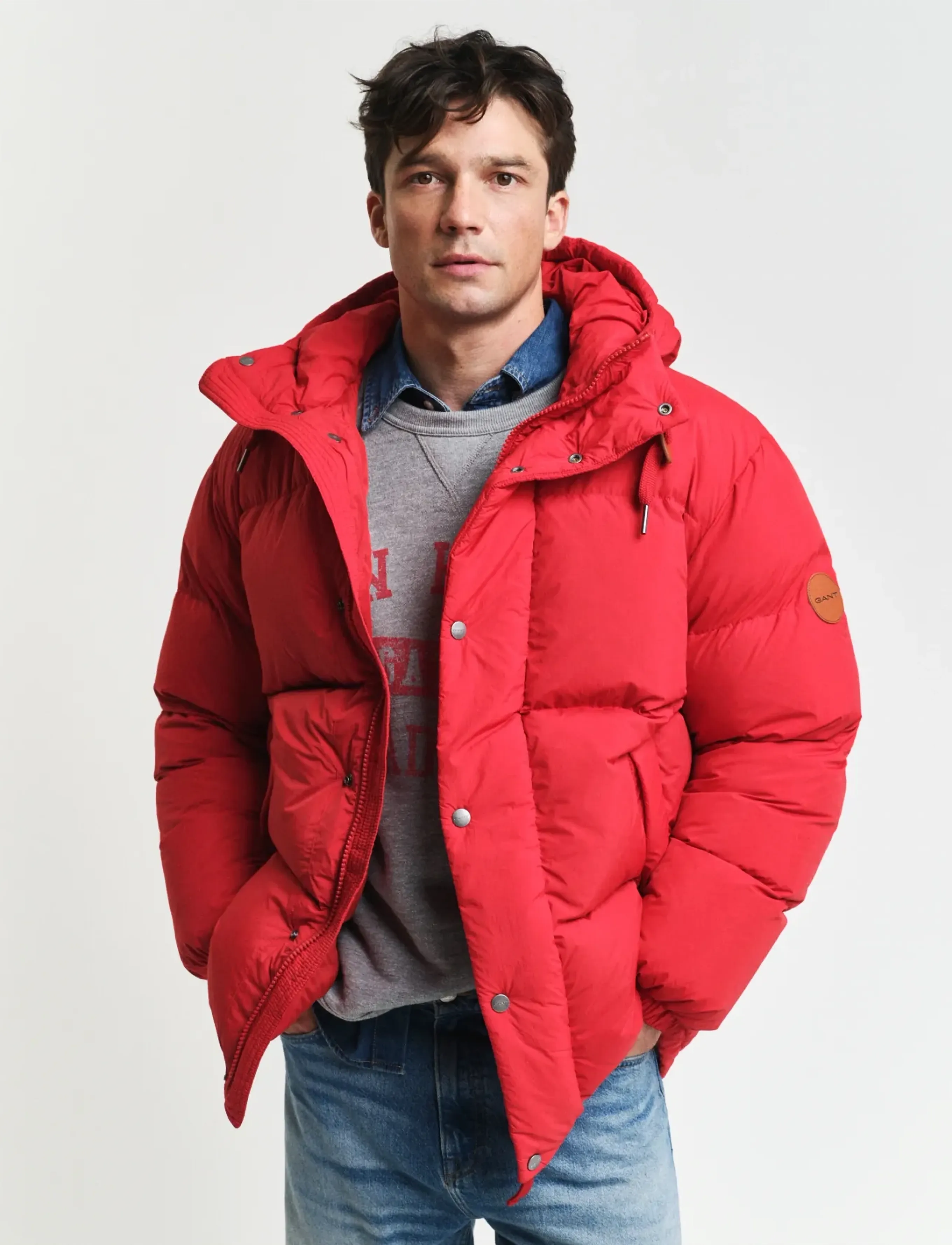 Gant Winter Down Puffer, L, Jackets, Rot - Padded Männerswear
