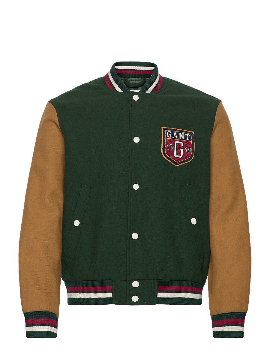 Gant - WOOL BLEND VARSITY JACKET - tartan green - 1