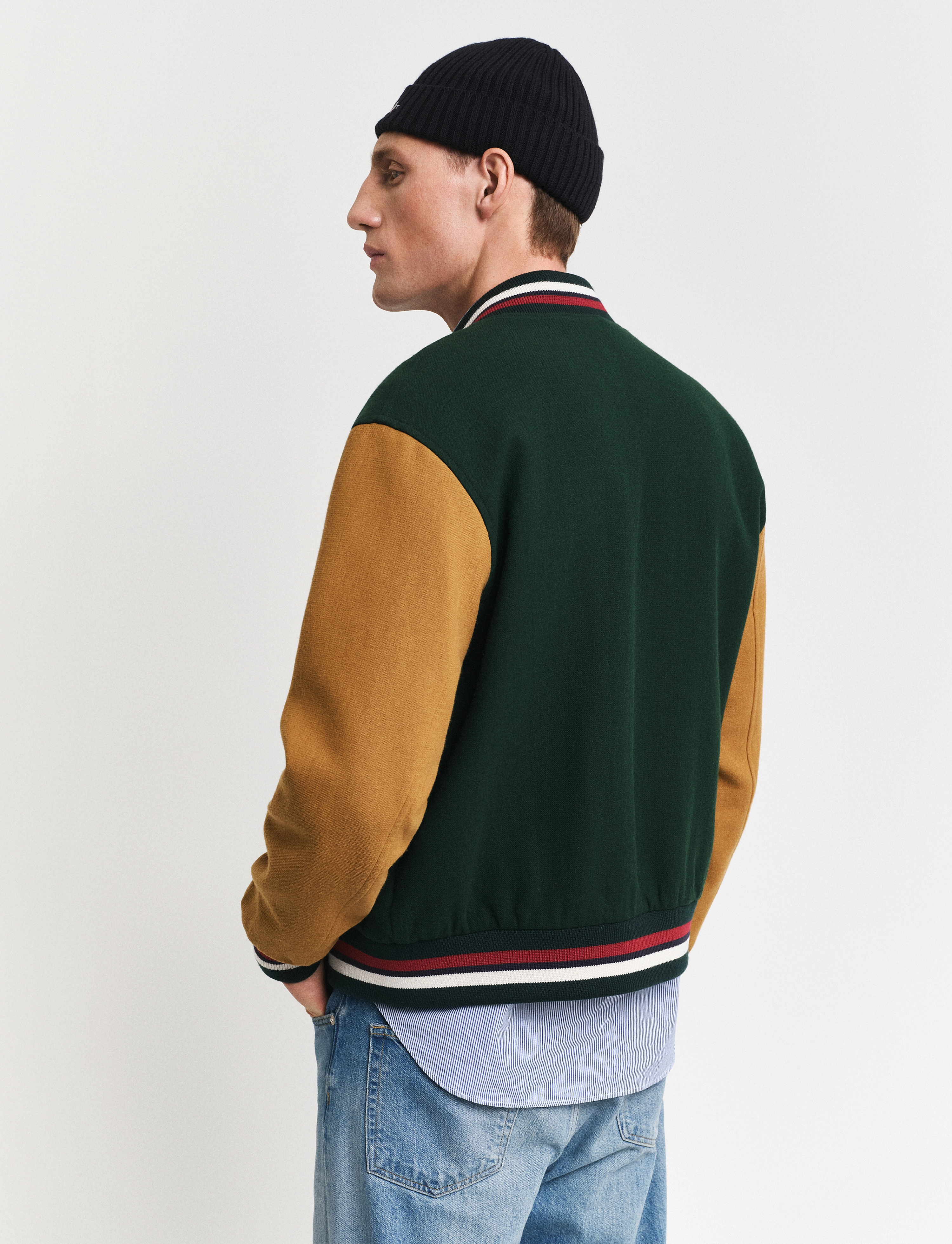 Gant - WOOL BLEND VARSITY JACKET - varsity jackets - tartan green - 3
