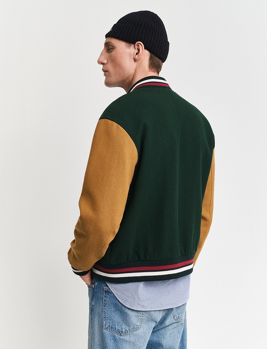 Gant - WOOL BLEND VARSITY JACKET - tartan green - 3