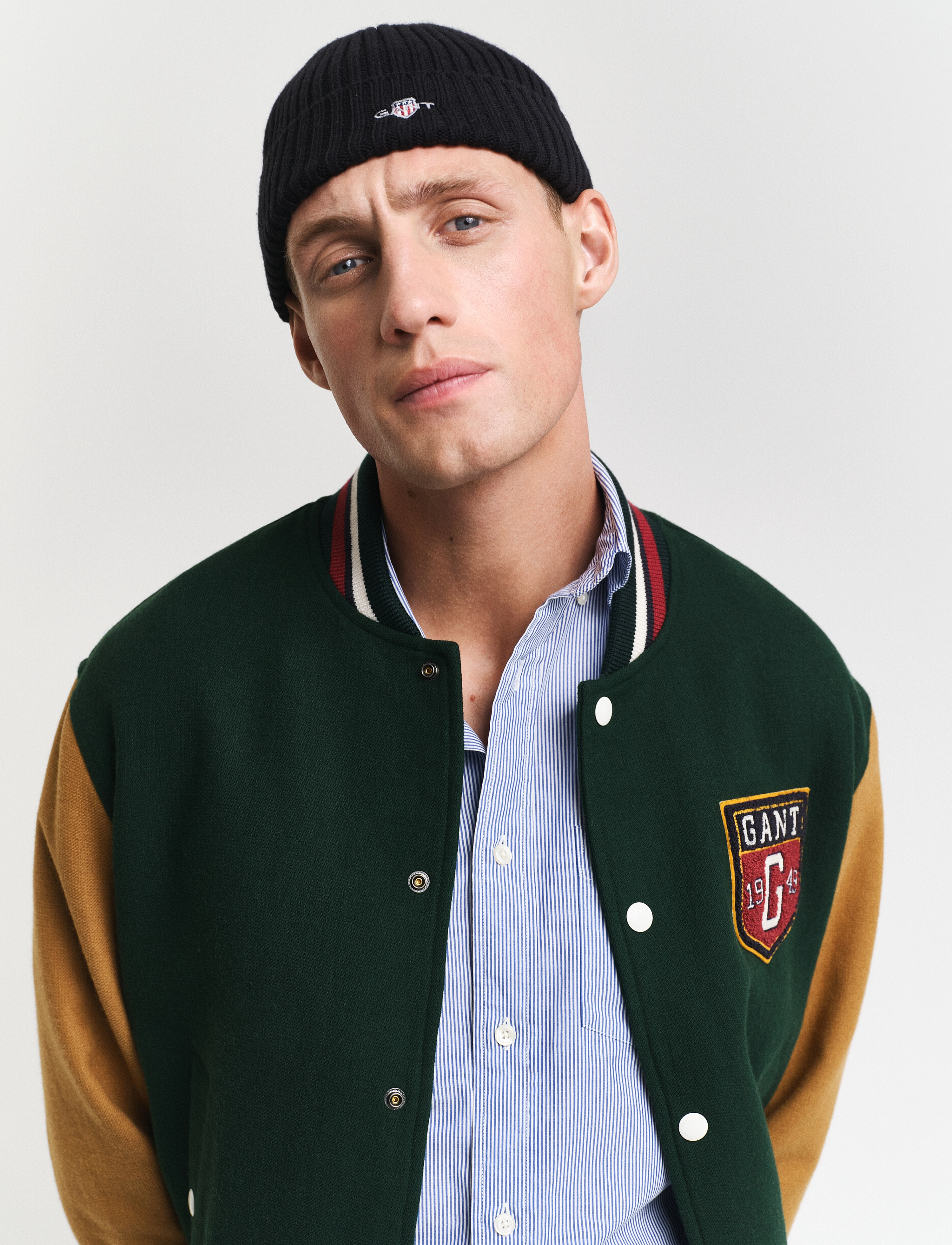 Gant - WOOL BLEND VARSITY JACKET - varsity jackets - tartan green - 4