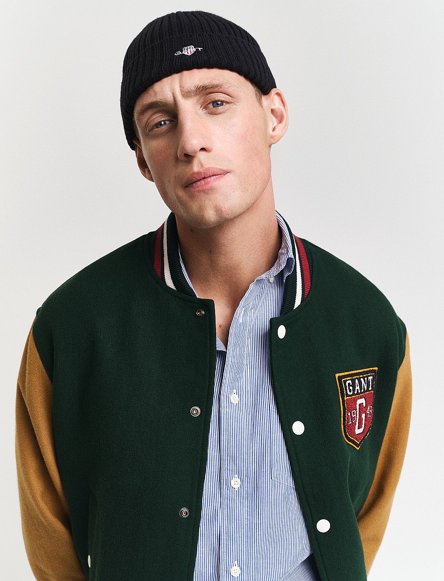 Gant - WOOL BLEND VARSITY JACKET - tartan green - 4
