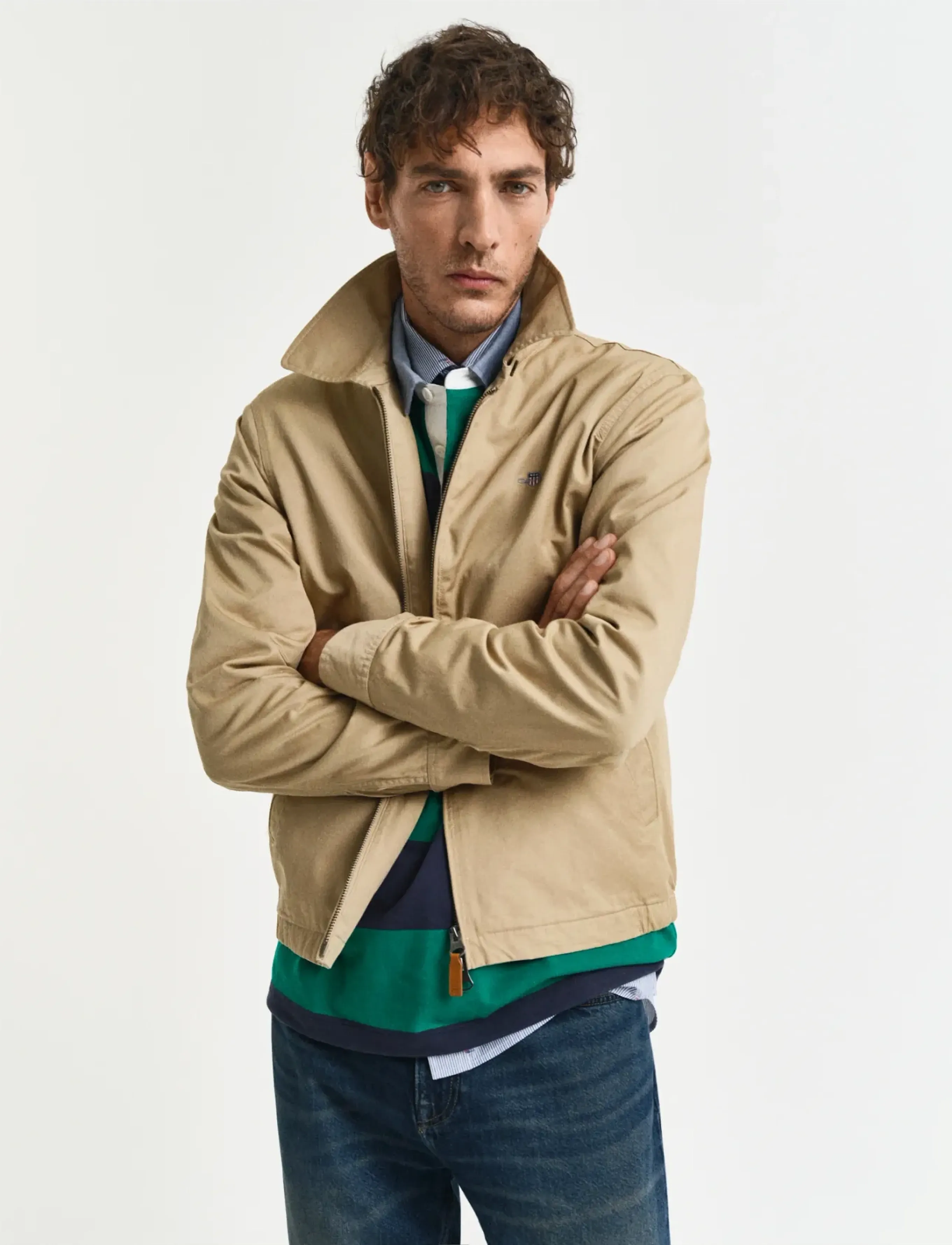 Gant Cotton Windcheater Jacket, Mænd, Vindjakke, Beige, Str: XXXL
