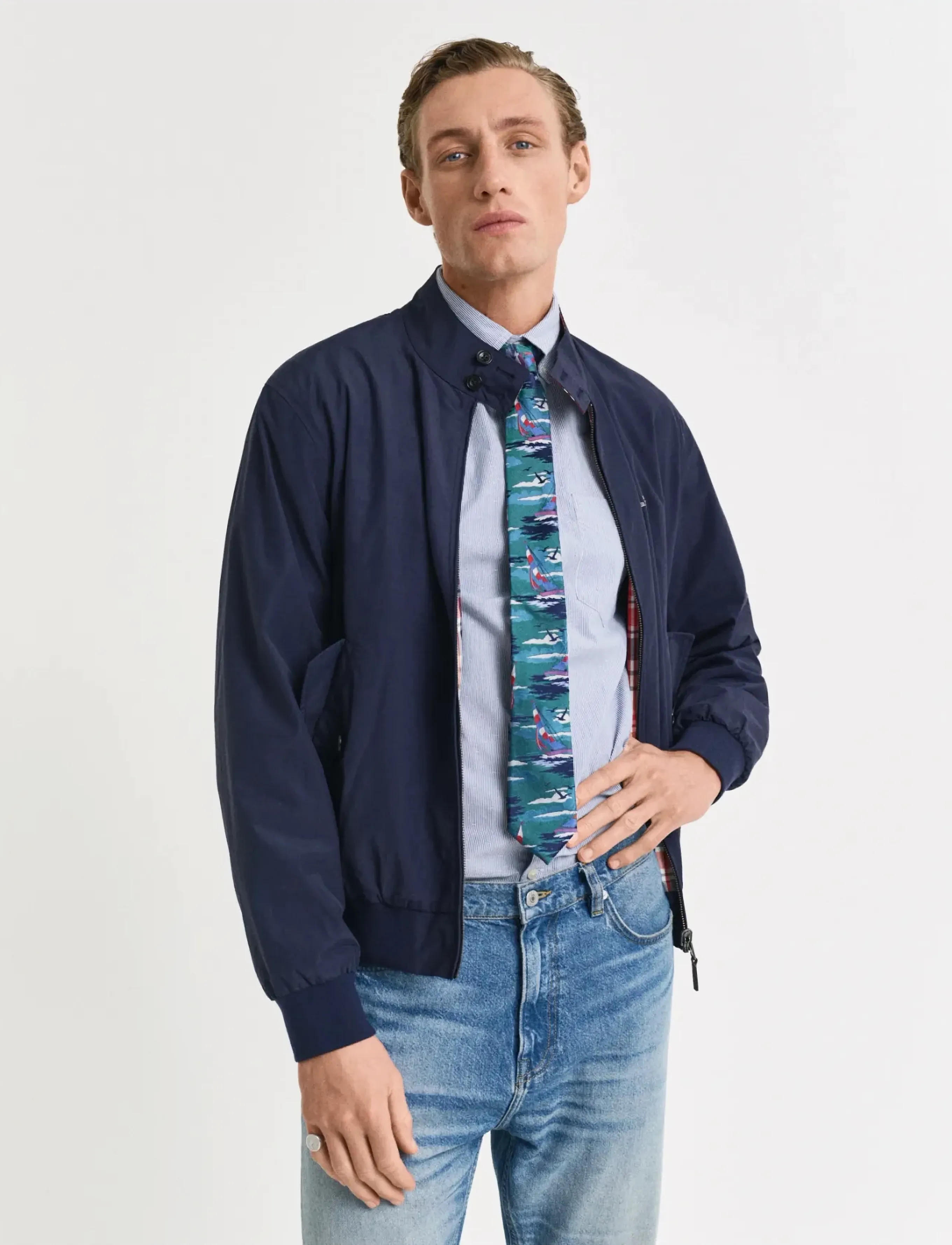 Gant Reversible Harrington Jacket, M, Designer, Marineblau - Jackets, Männerswear