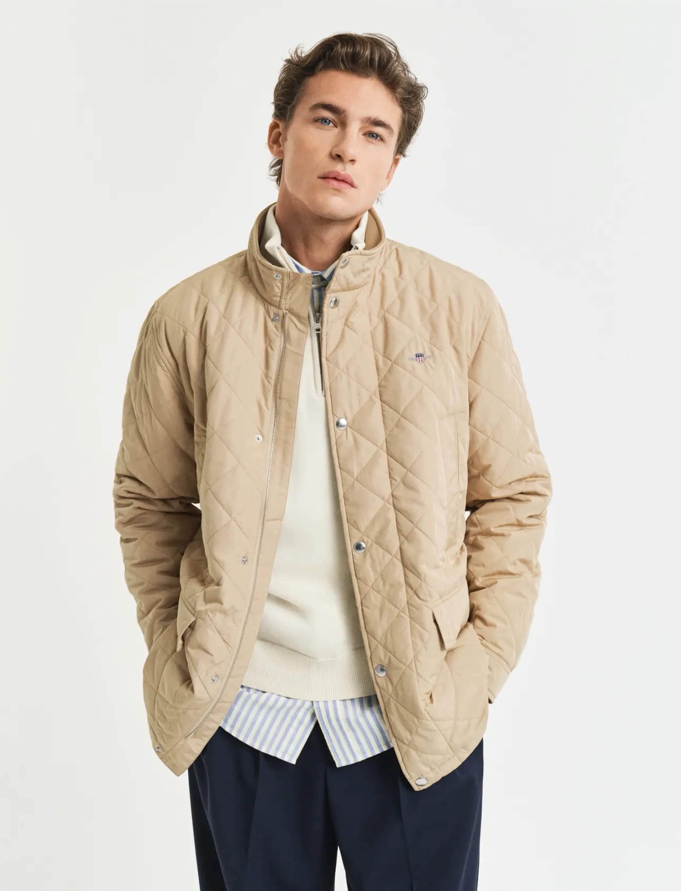 Gant QUILTED WINDCHEATER MID JACKET - Gant - DARK KHAKI / beige