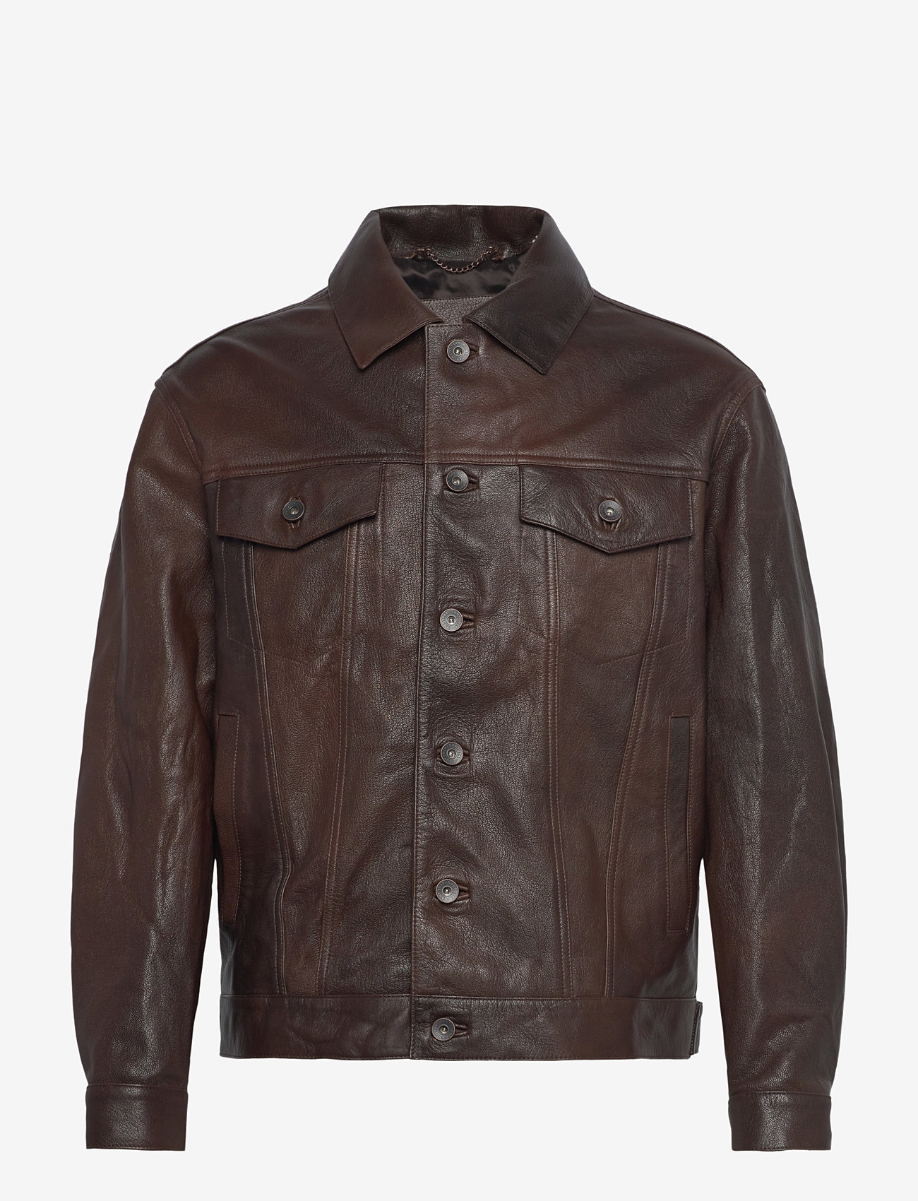 Gant - LEATHER TRUCKER JACKET - deep brown - 0