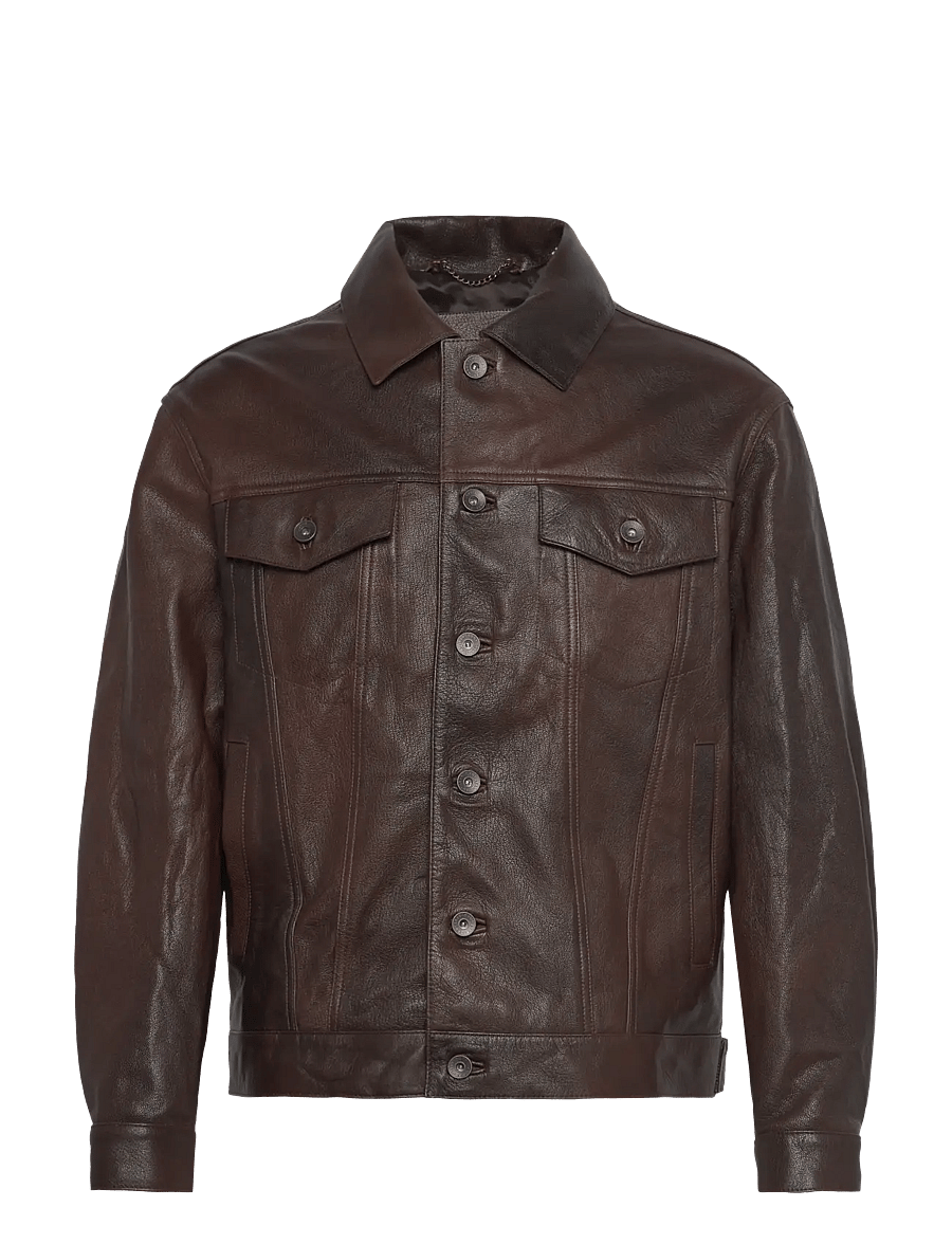 Gant - LEATHER TRUCKER JACKET - deep brown - 0