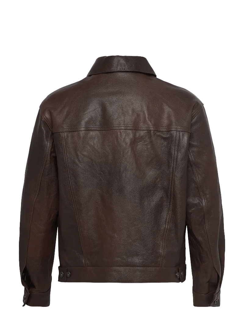 Gant - LEATHER TRUCKER JACKET - deep brown - 1