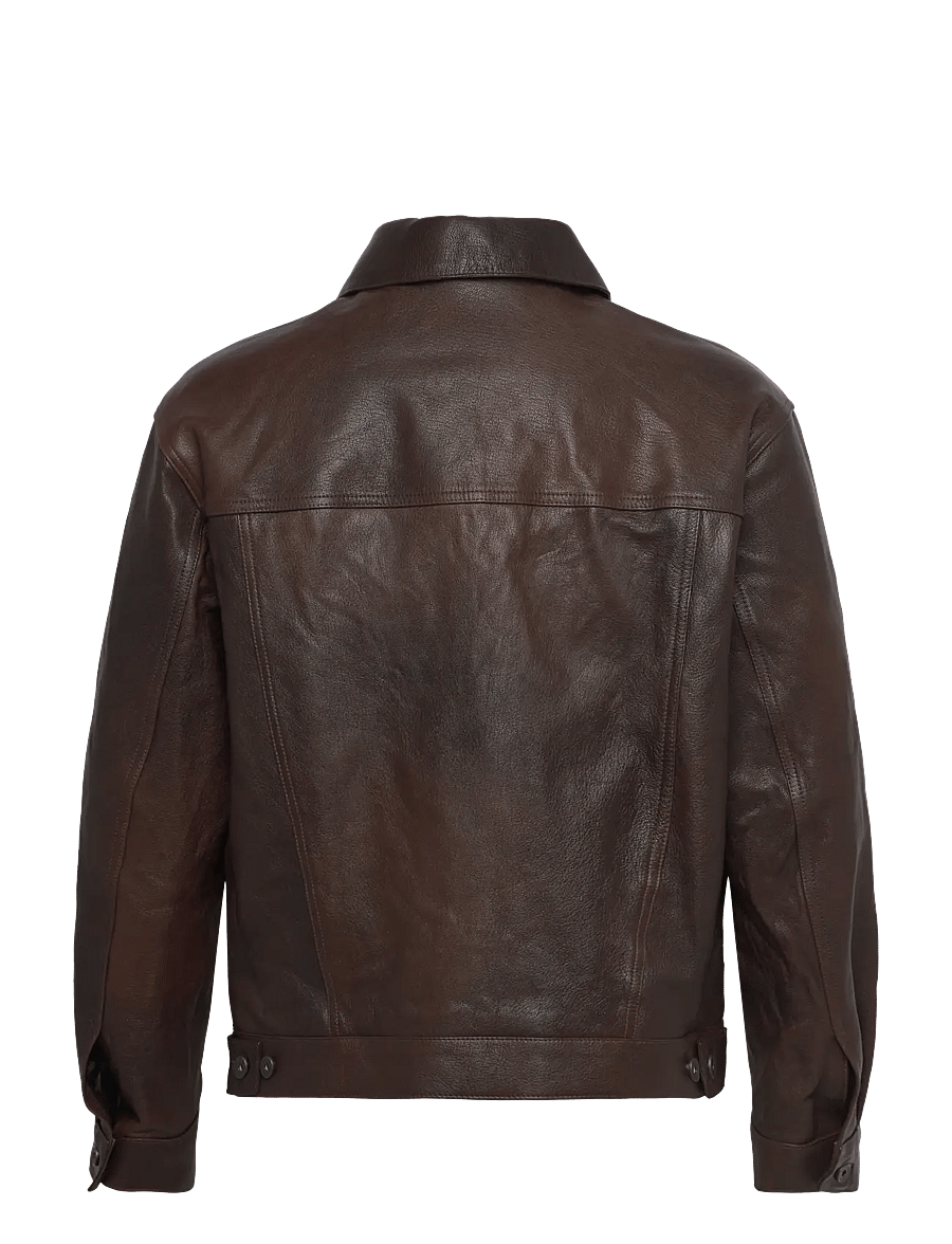 Gant - LEATHER TRUCKER JACKET - deep brown - 1