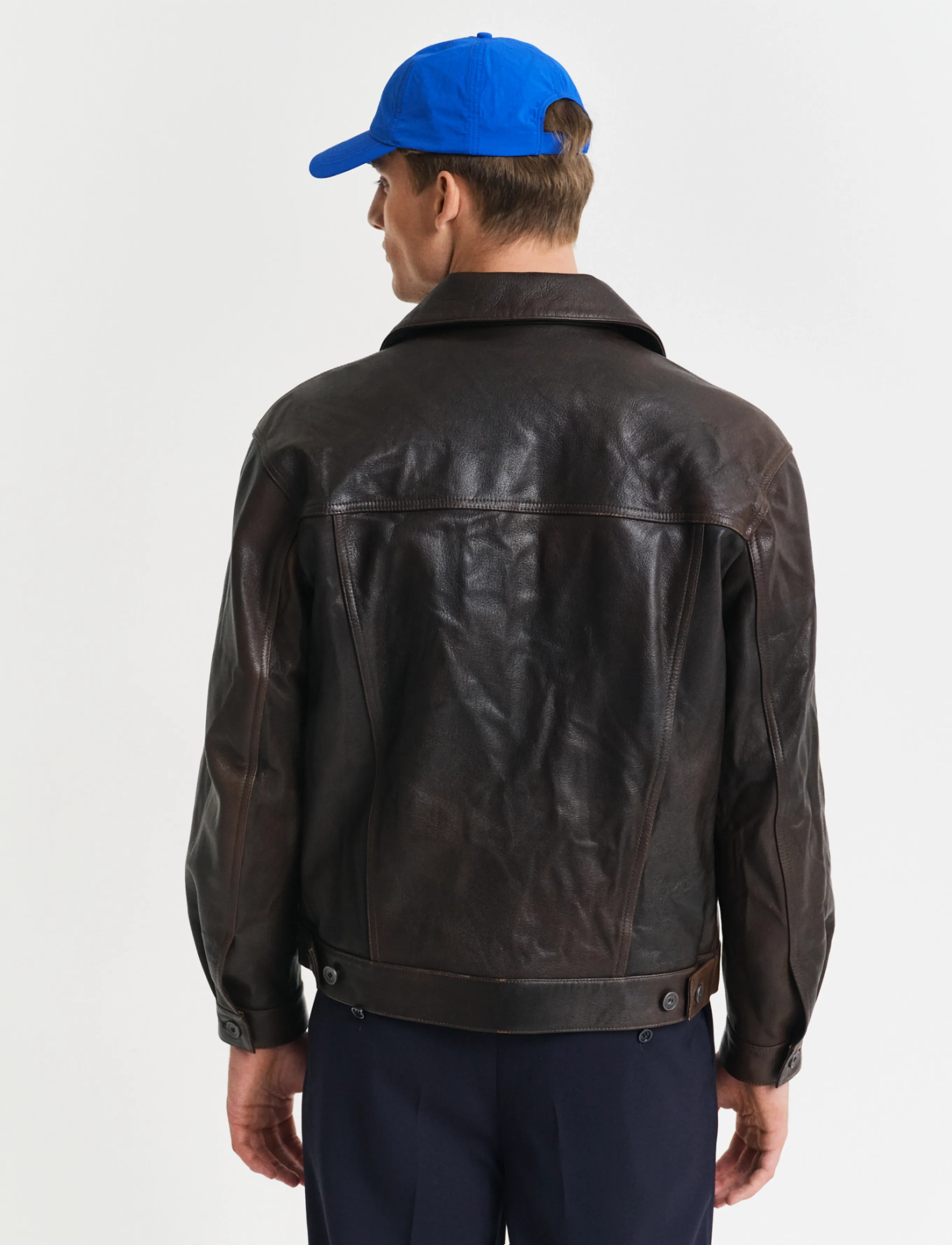 Gant - LEATHER TRUCKER JACKET - deep brown - 3