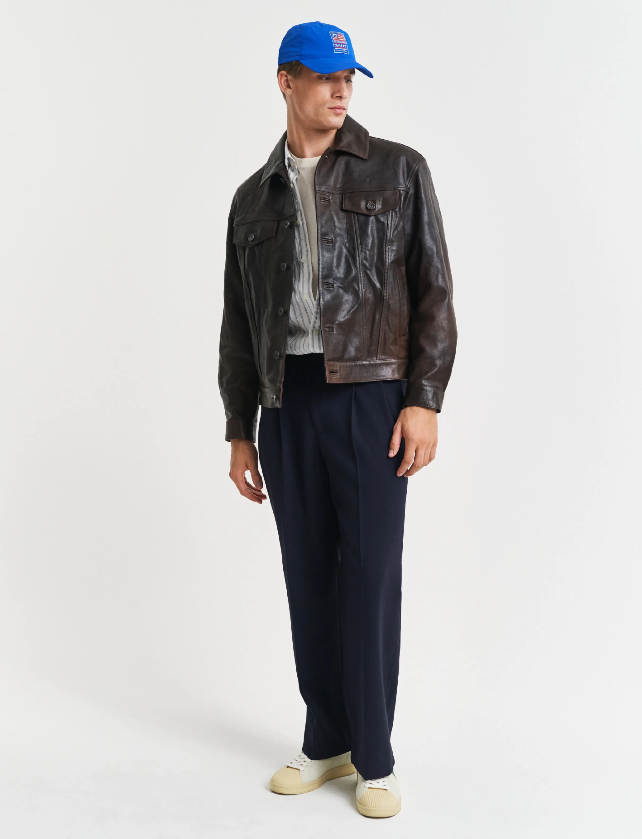 Gant - LEATHER TRUCKER JACKET - deep brown - 5