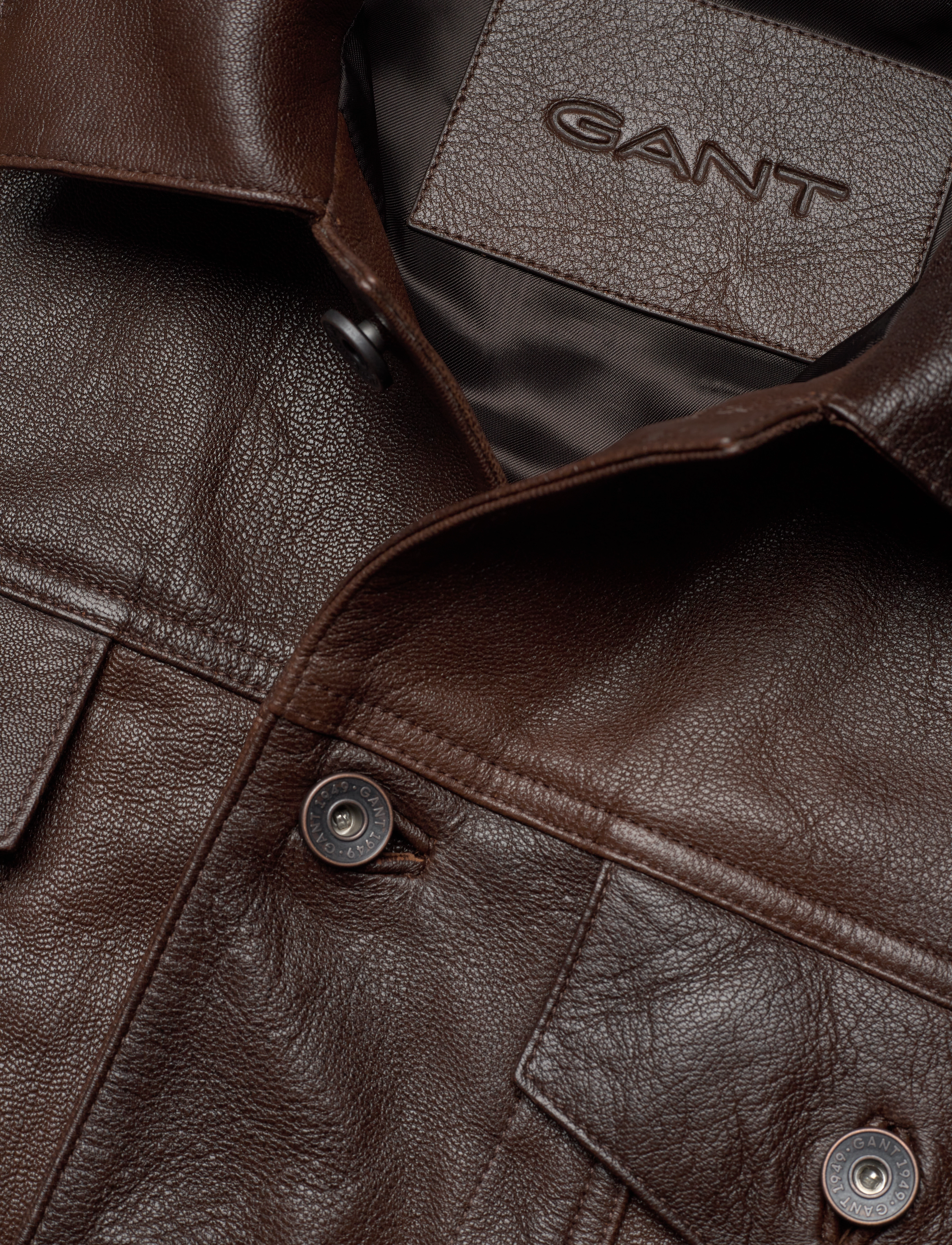 Gant - LEATHER TRUCKER JACKET - deep brown - 2
