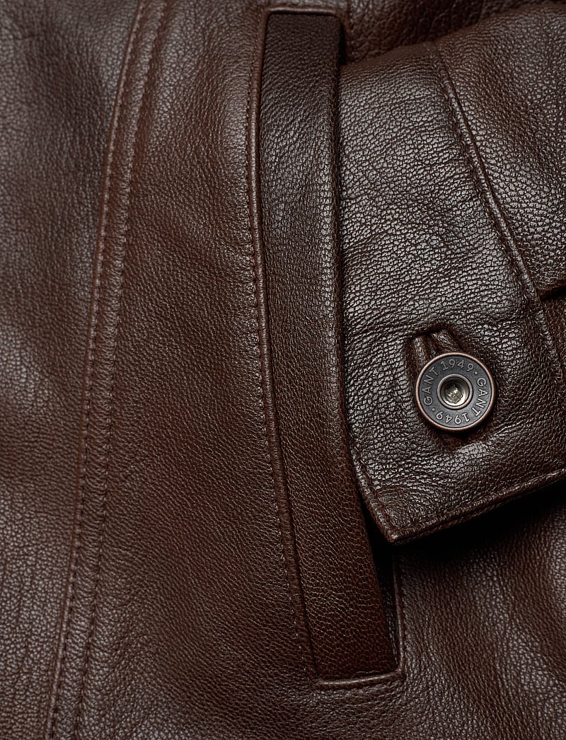 Gant - LEATHER TRUCKER JACKET - deep brown - 3