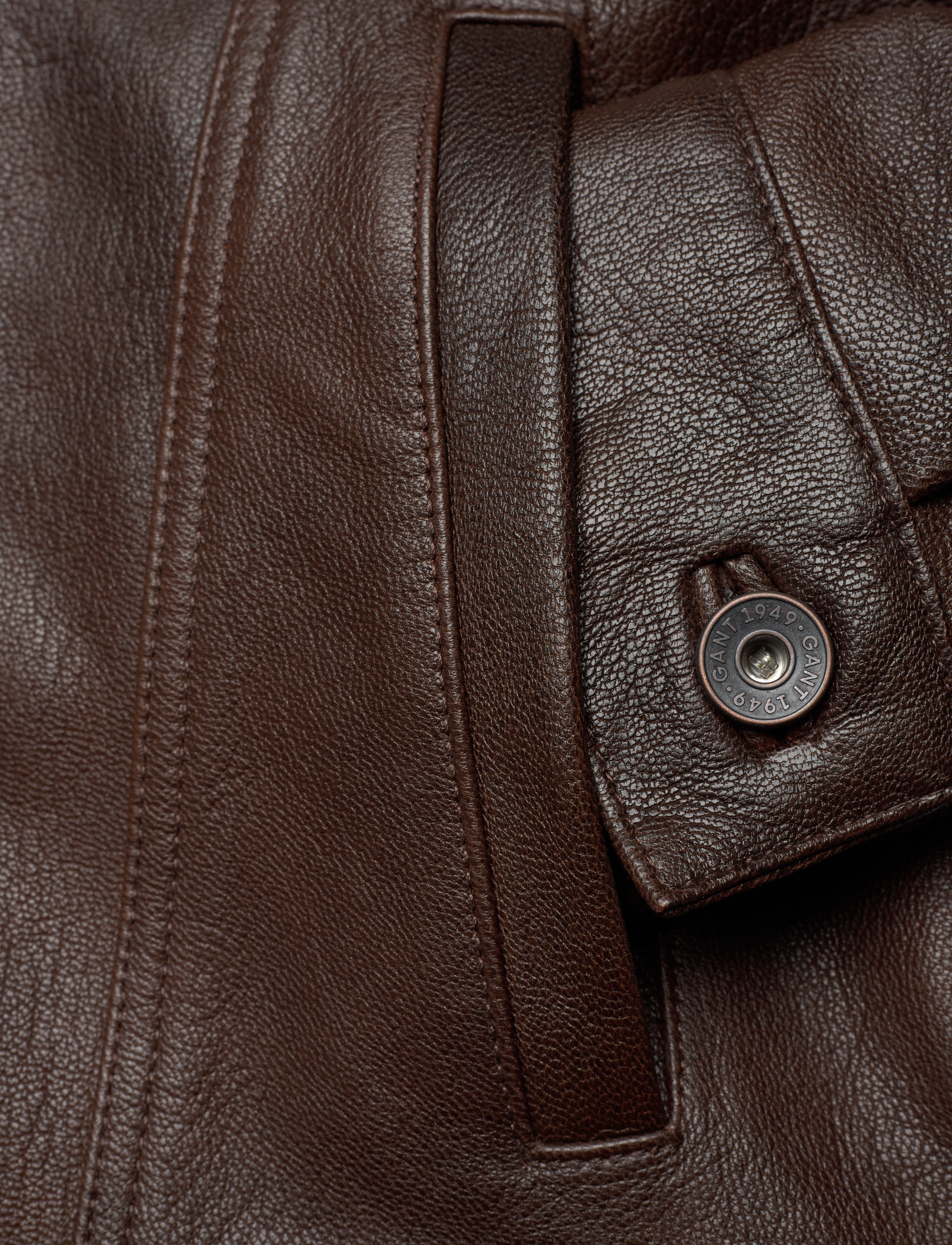 Gant - LEATHER TRUCKER JACKET - deep brown - 3