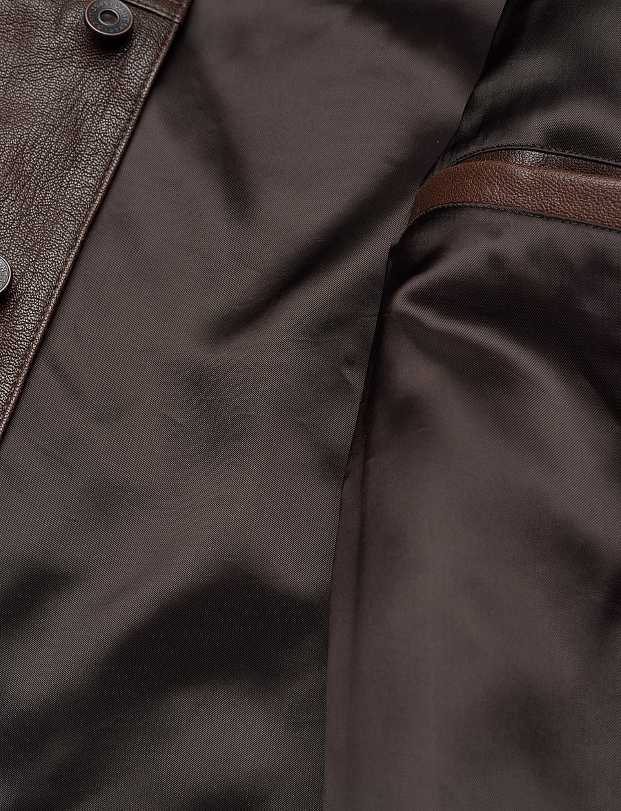 Gant - LEATHER TRUCKER JACKET - deep brown - 4