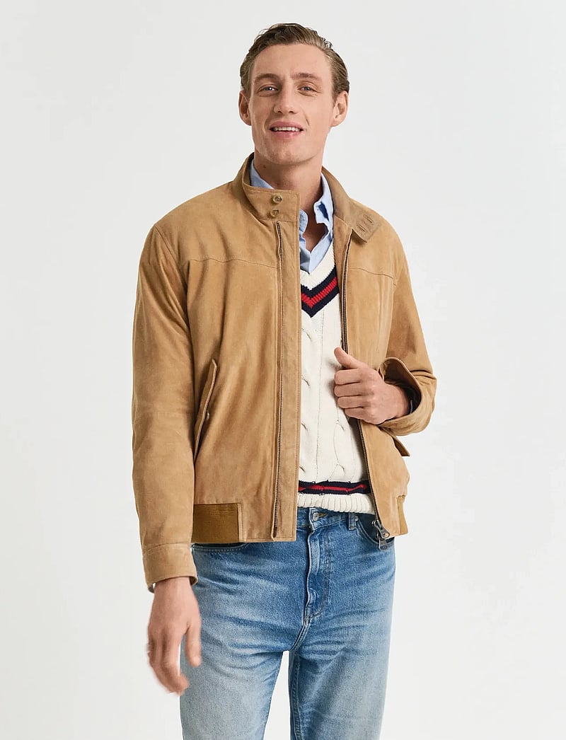GANT - SUEDE HARRINGTON JACKET - frühlingsjacken - warm khaki - 0