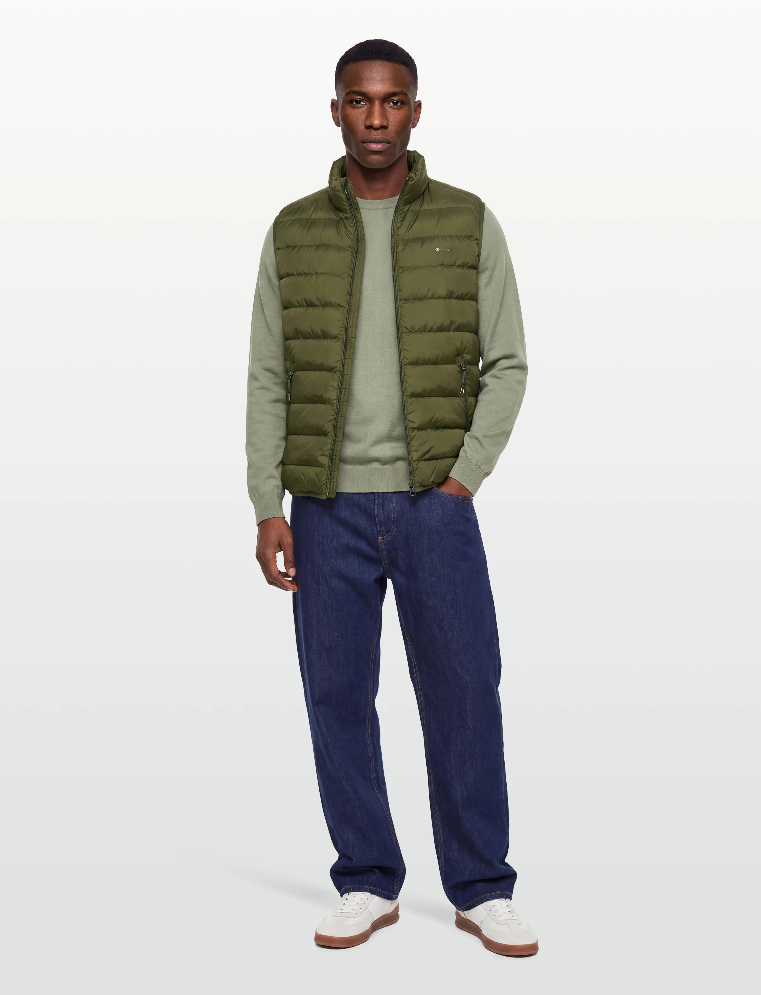 Gant Light Down Vest, Dunvest, Kakigrøn, Str: M