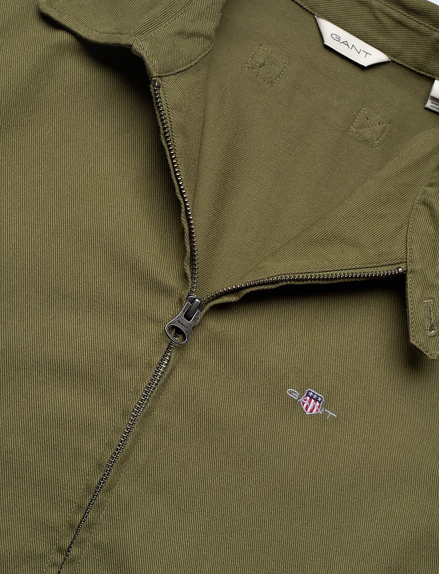 Gant - COTTON TWILL JACKET - forårsjakker - moss green - 2