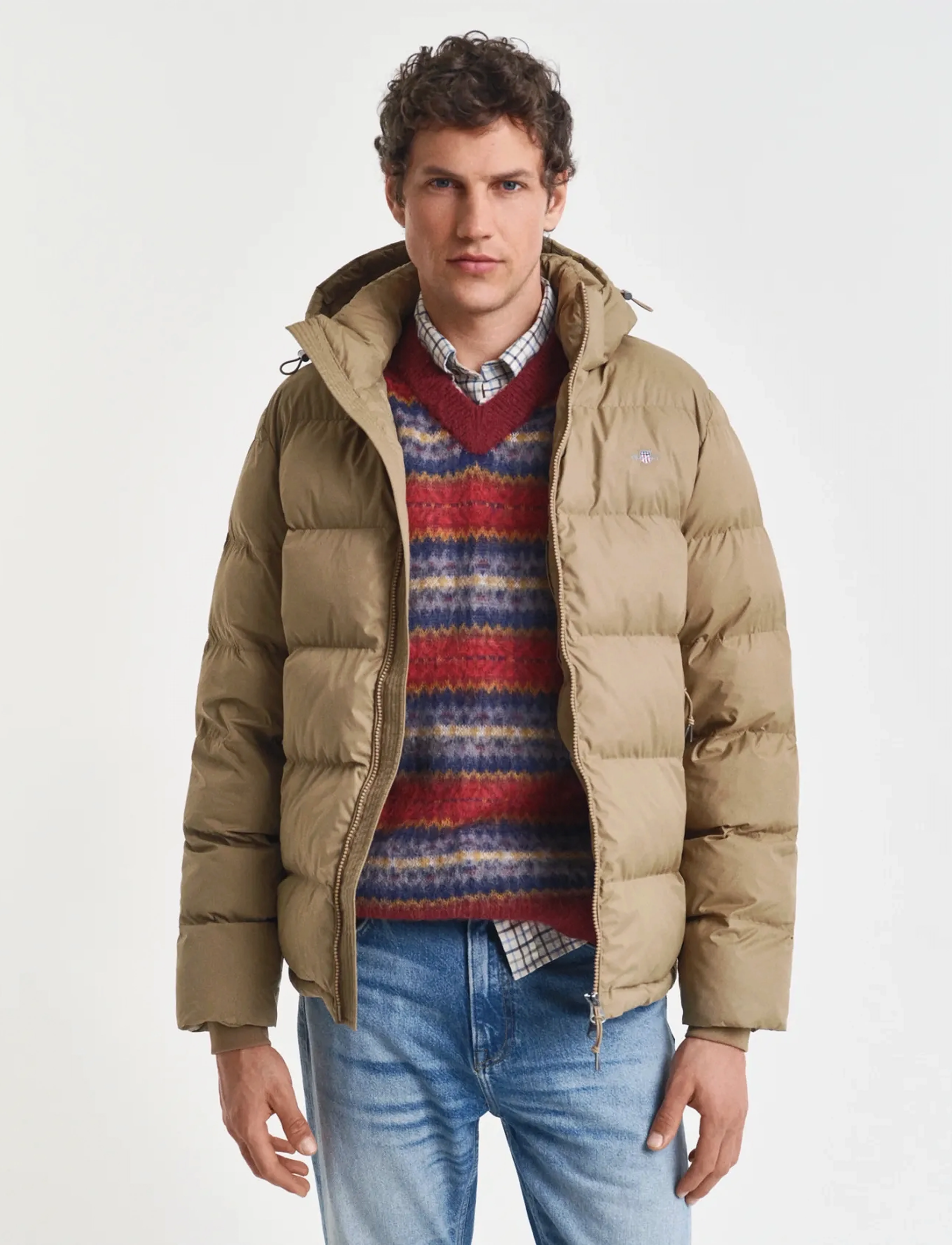 Gant Active Cloud Jacket, Mænd, Hætte Dunjakke, Beige, Str: S