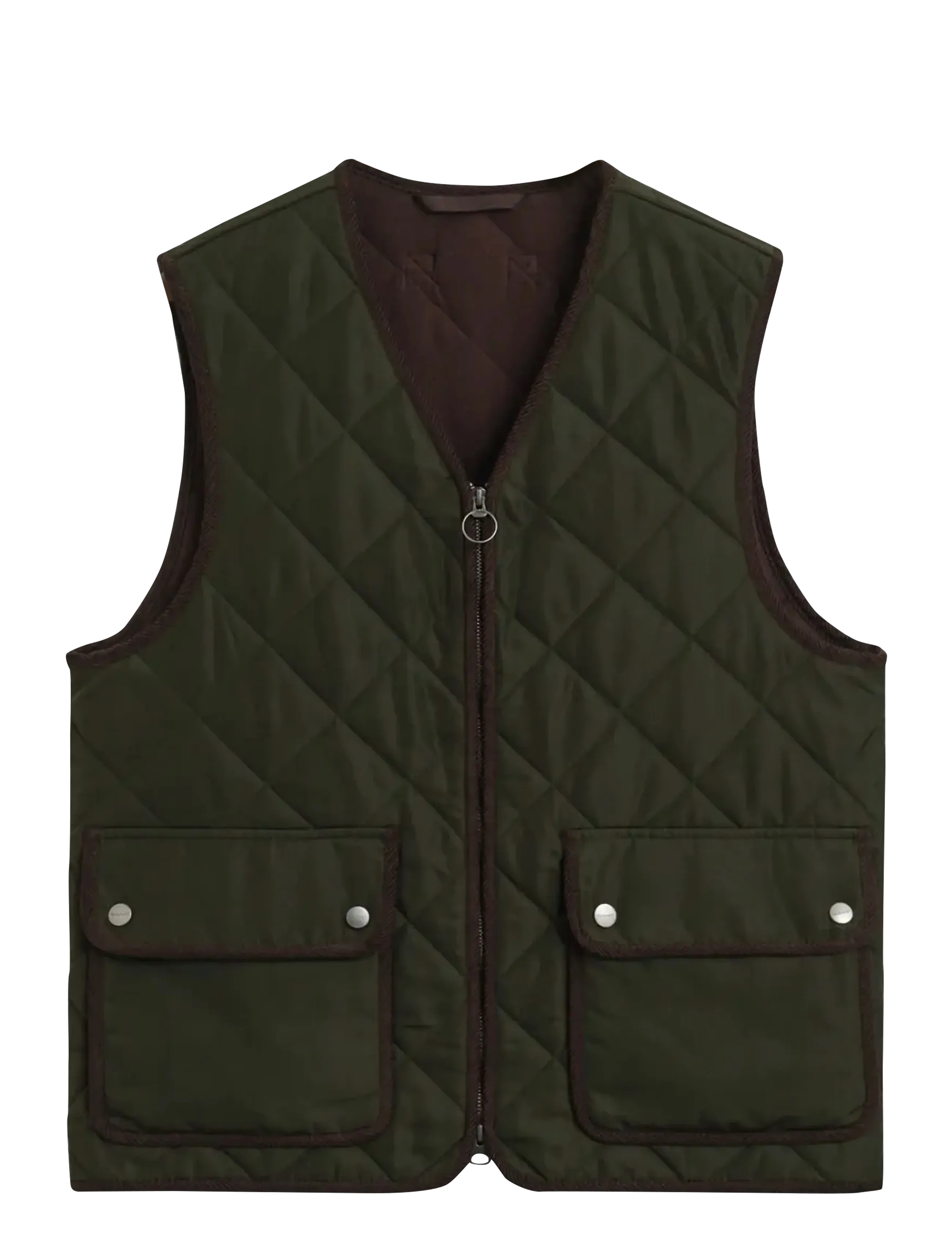 QUILTED FLEECE VEST - DARK MOSS GREEN