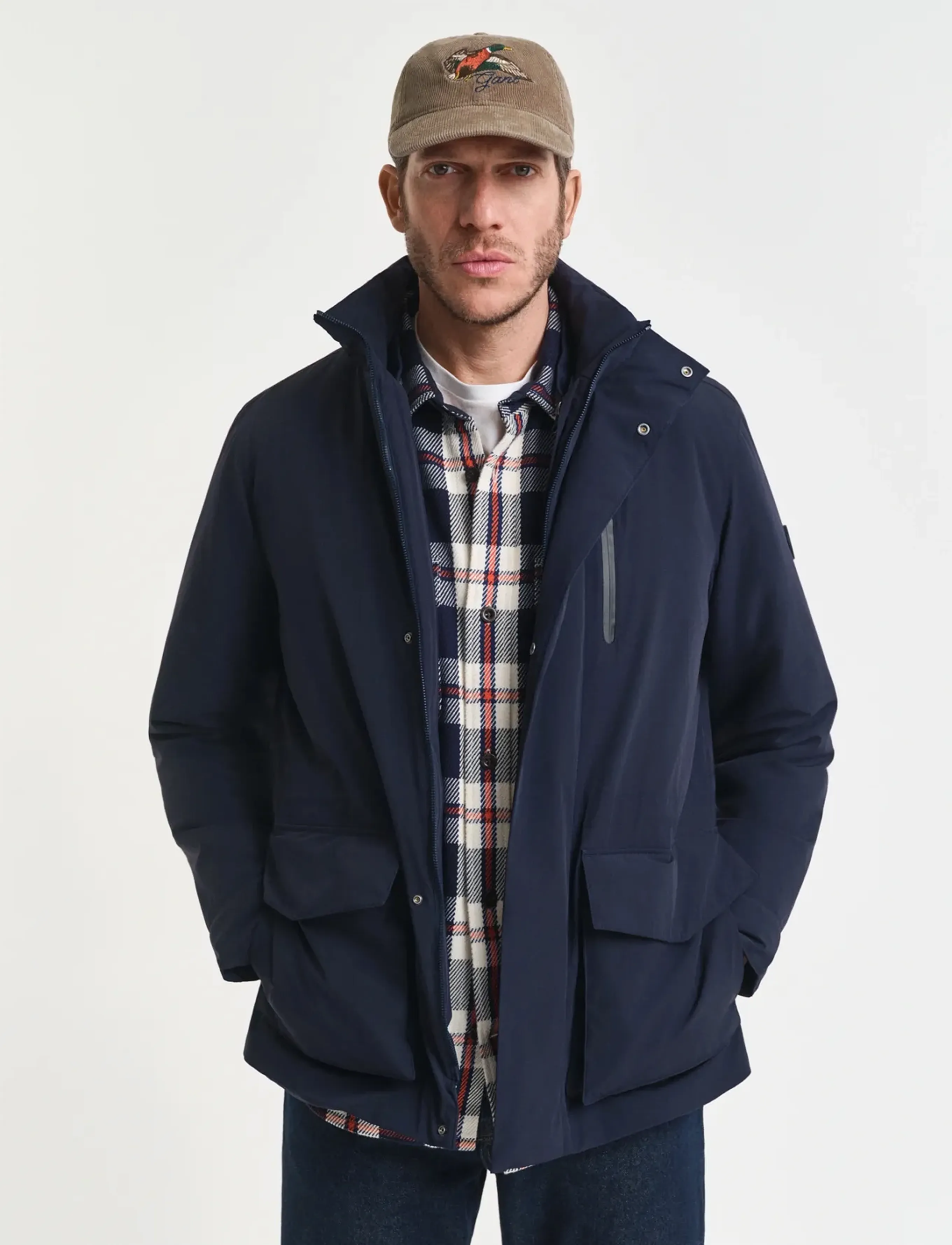 Gant Double Mid Length Jacket, L, Jackets, Marineblau - Light Männerswear