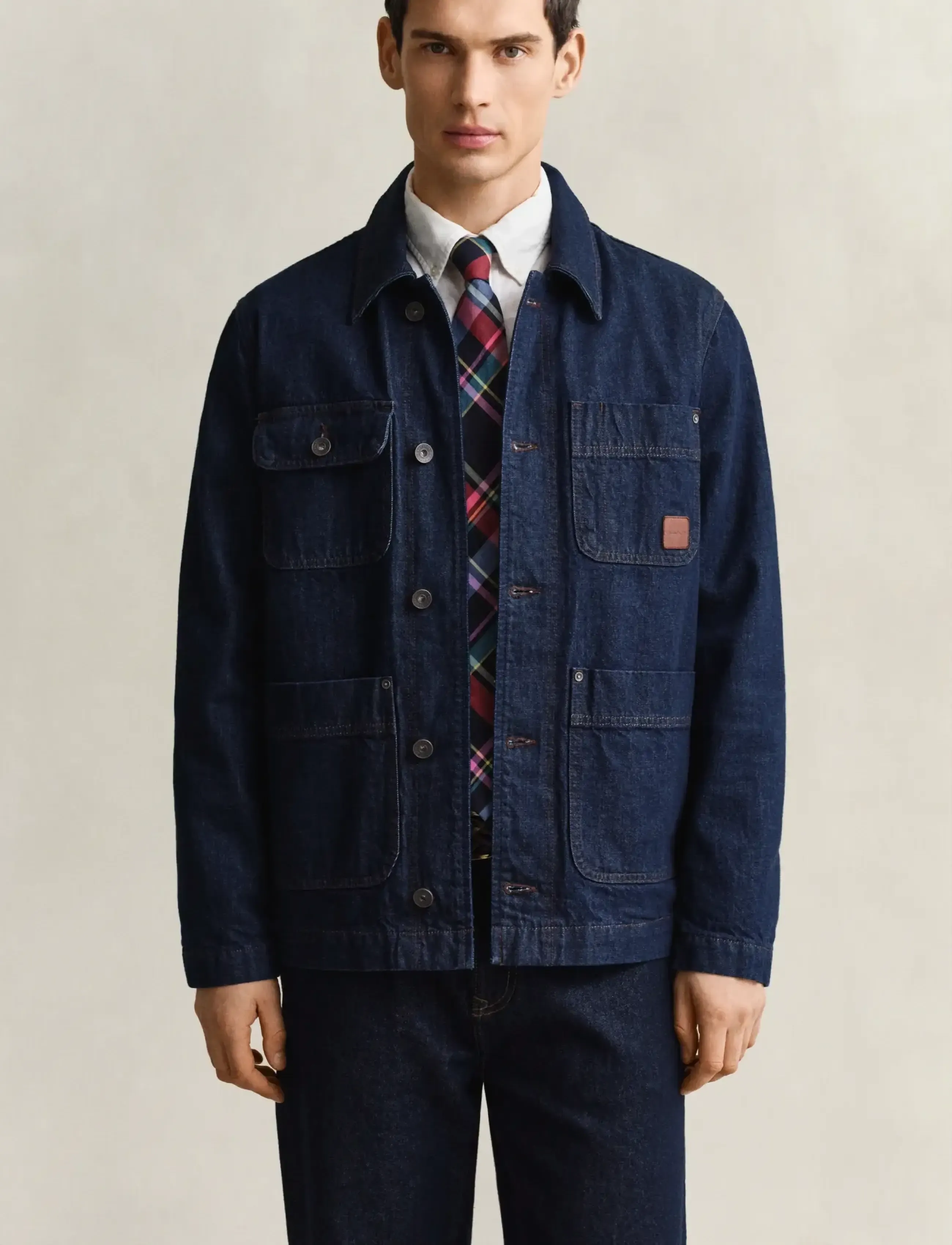 GANT INDIGO WORK JACKET - Denim clothing - DARK BLUE RAW / blue