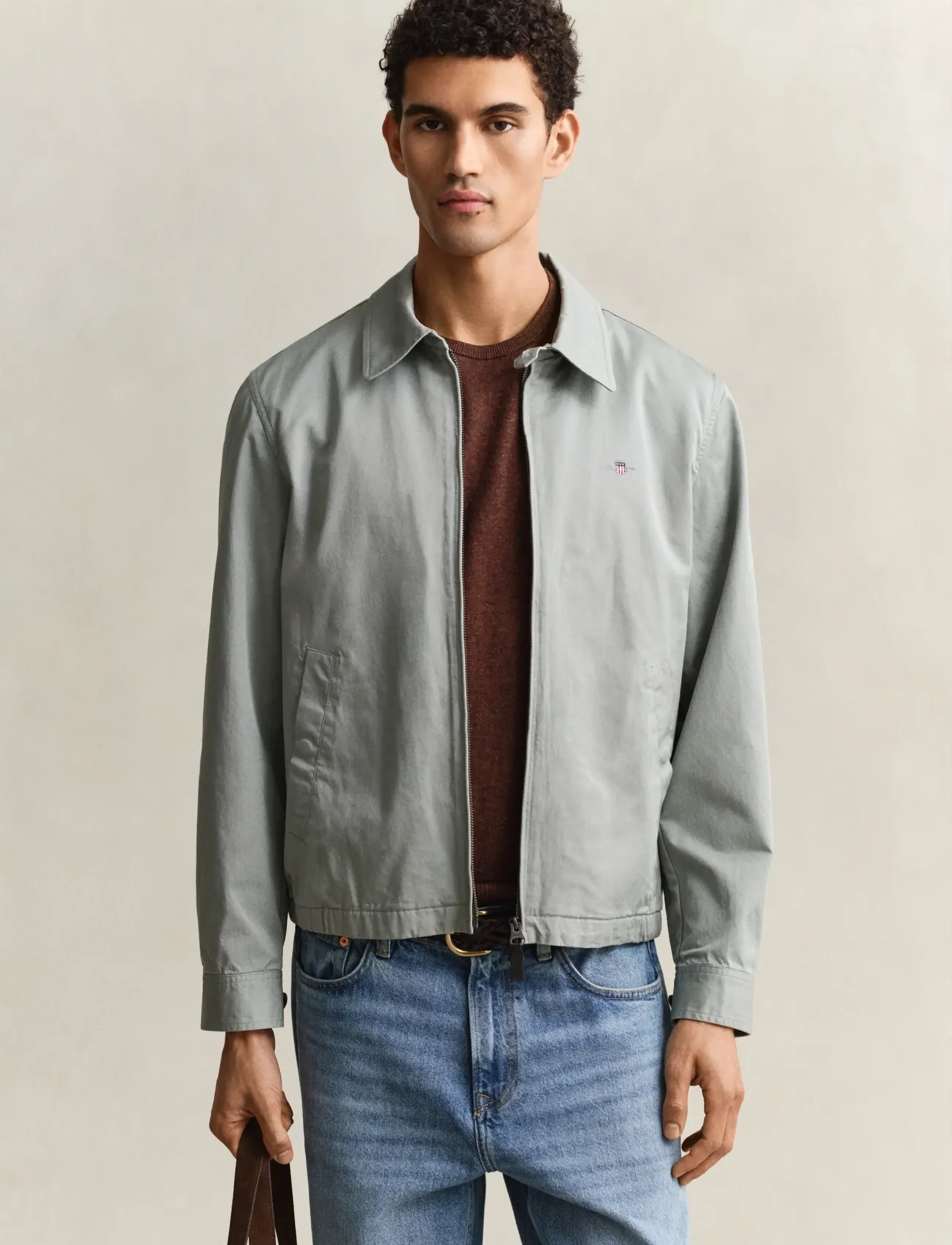 Gant Cotton Windcheater Jacket, Mænd, Vindjakke, Grå, Str: L
