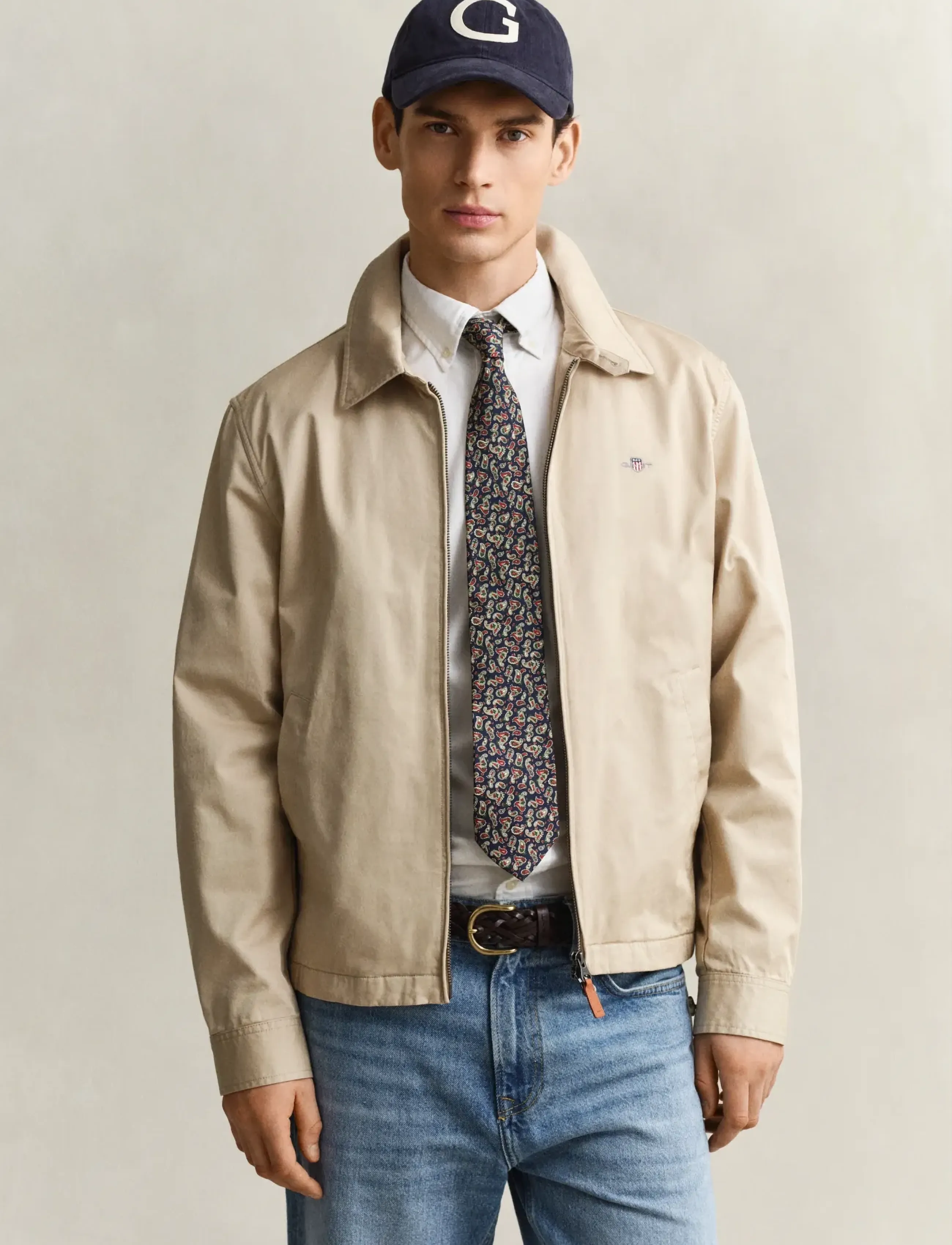 Gant Cotton Windcheater Jacket, Mænd, Vindjakke, Beige, Str: XL