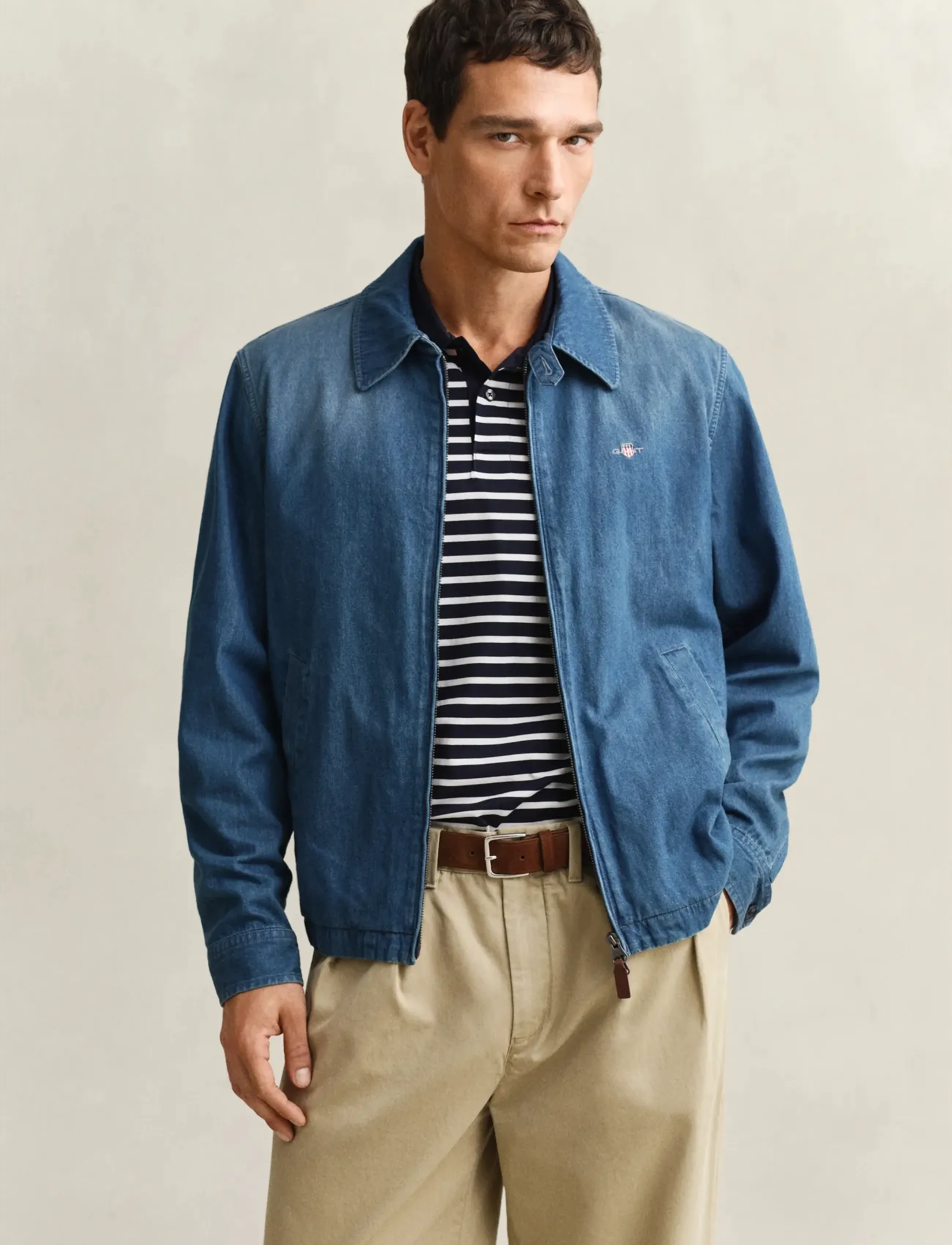 Gant Indigo Windcheater Jacket, Mænd, Vindjakke, Blå, Str: XXL