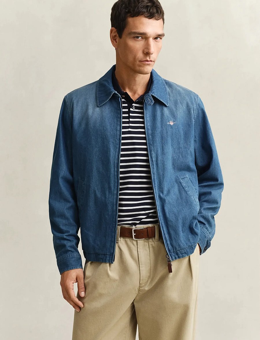 Gant - INDIGO WINDCHEATER JACKET - ungefütterte denimjacken - semi light blue - 0