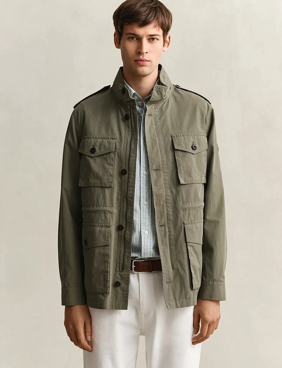 Gant - COTTON 4 POCKET JACKET - leichte jacken - dry herb green - 0
