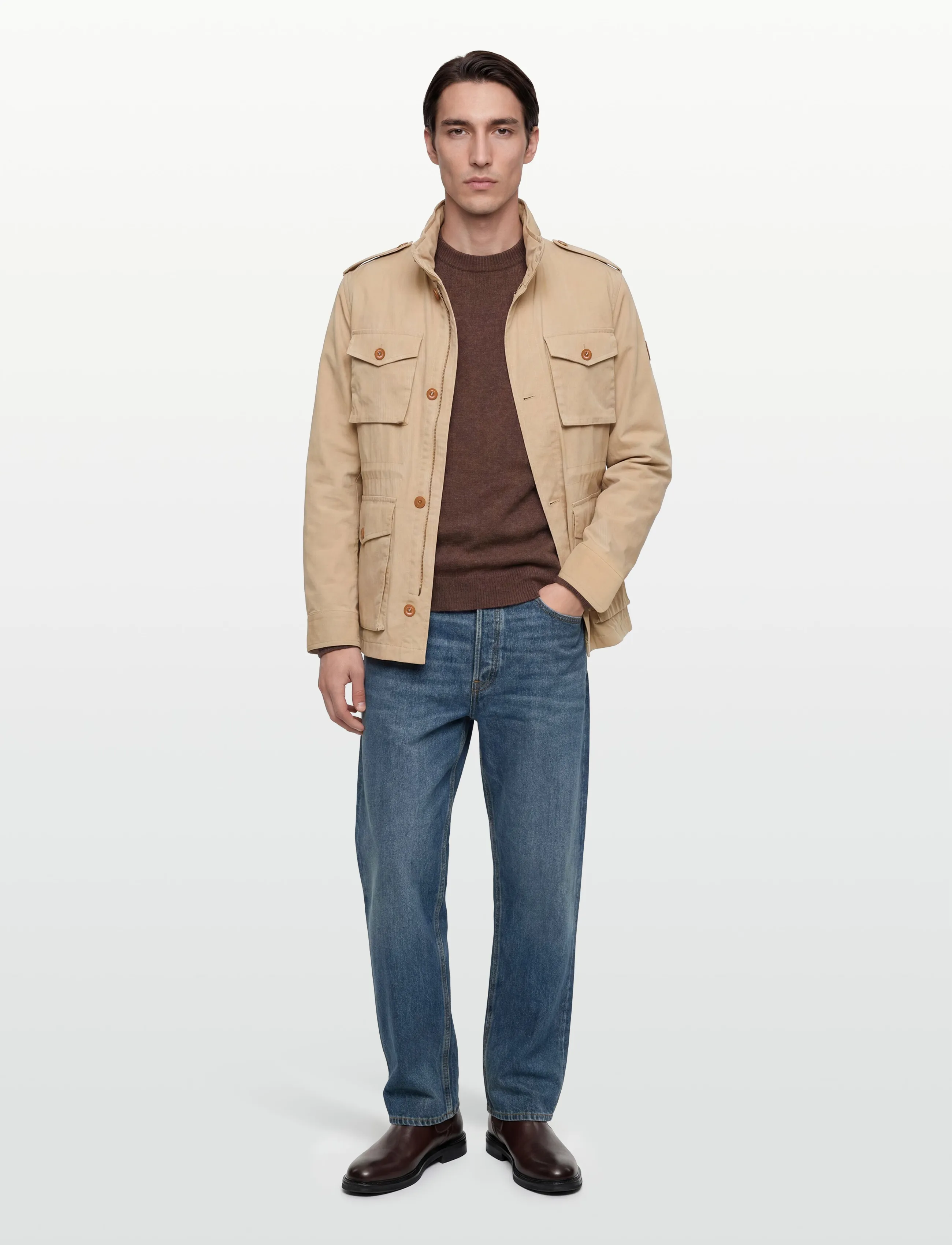 Gant Cotton 4 Pocket Jacket, S, Jackets, Beige - Light Männerswear