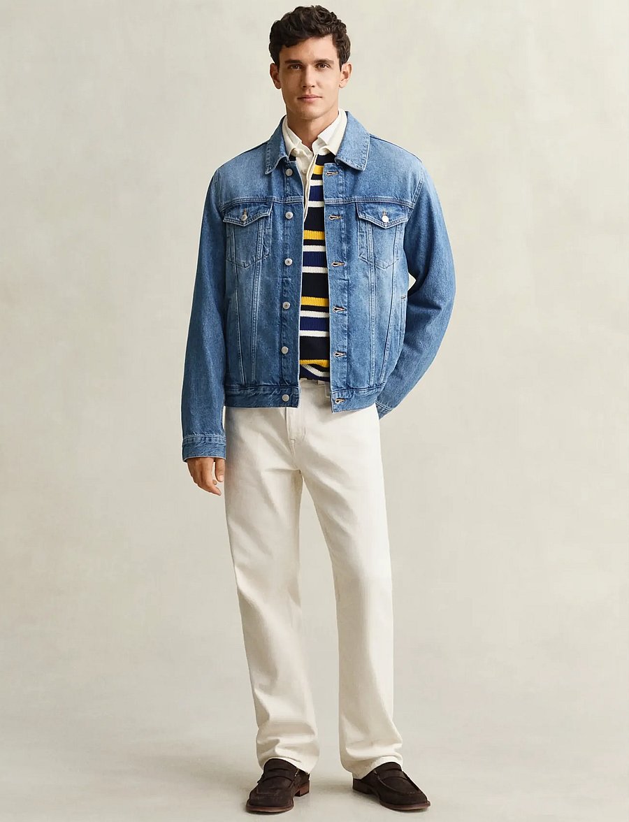 Gant - DENIM TRUCKER JACKET - voodrita teksajakid - mid blue - 4