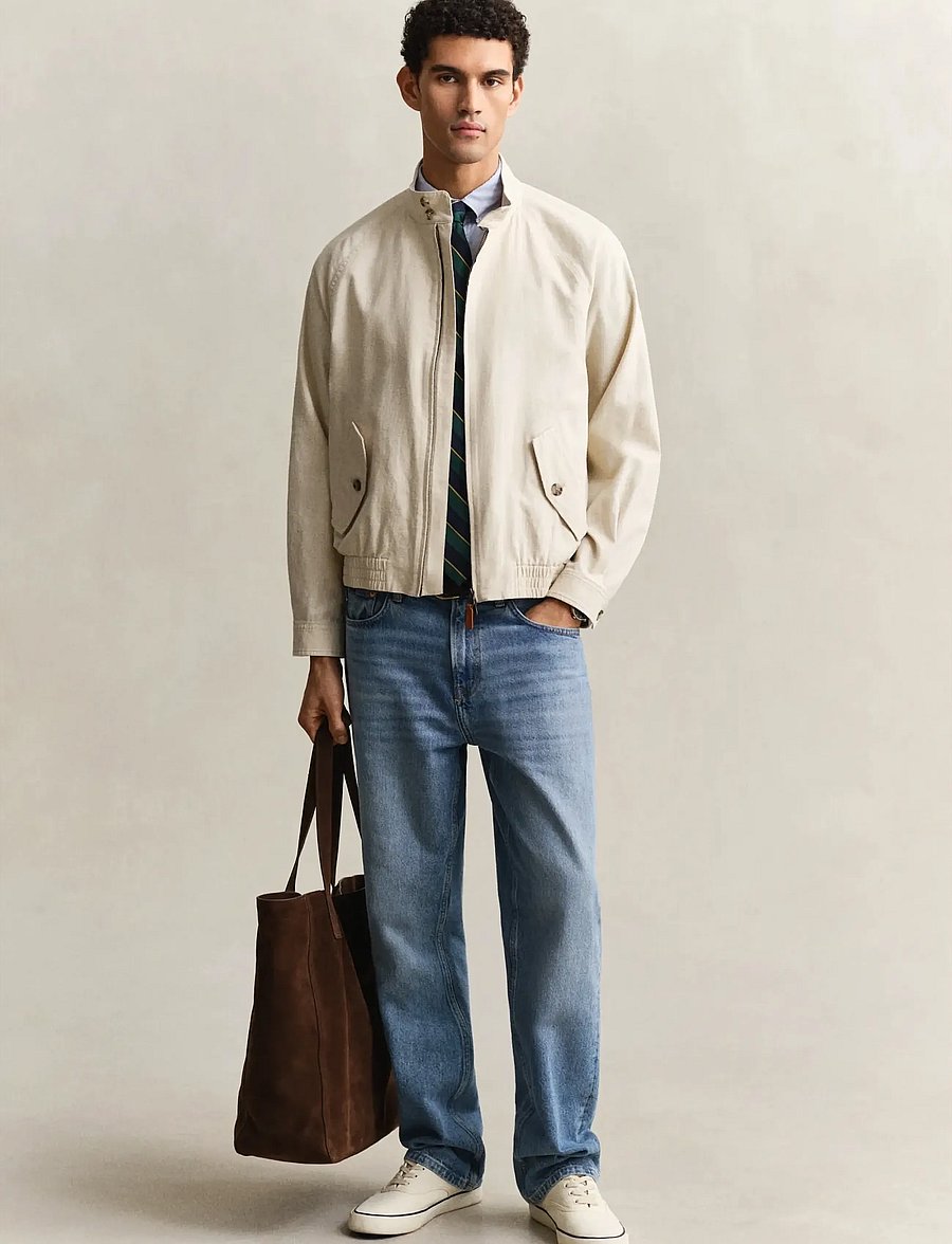 Gant - LINEN BLEND HARRINGTON JACKET - tunna jackor - soft oat - 4