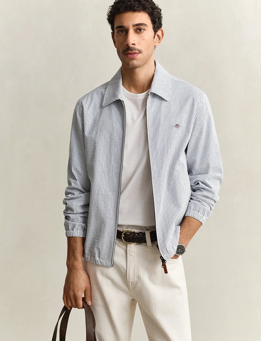 Gant - SEERSUCKER WINDCHEATER JACKET - herbstjacken - vintage blue - 0