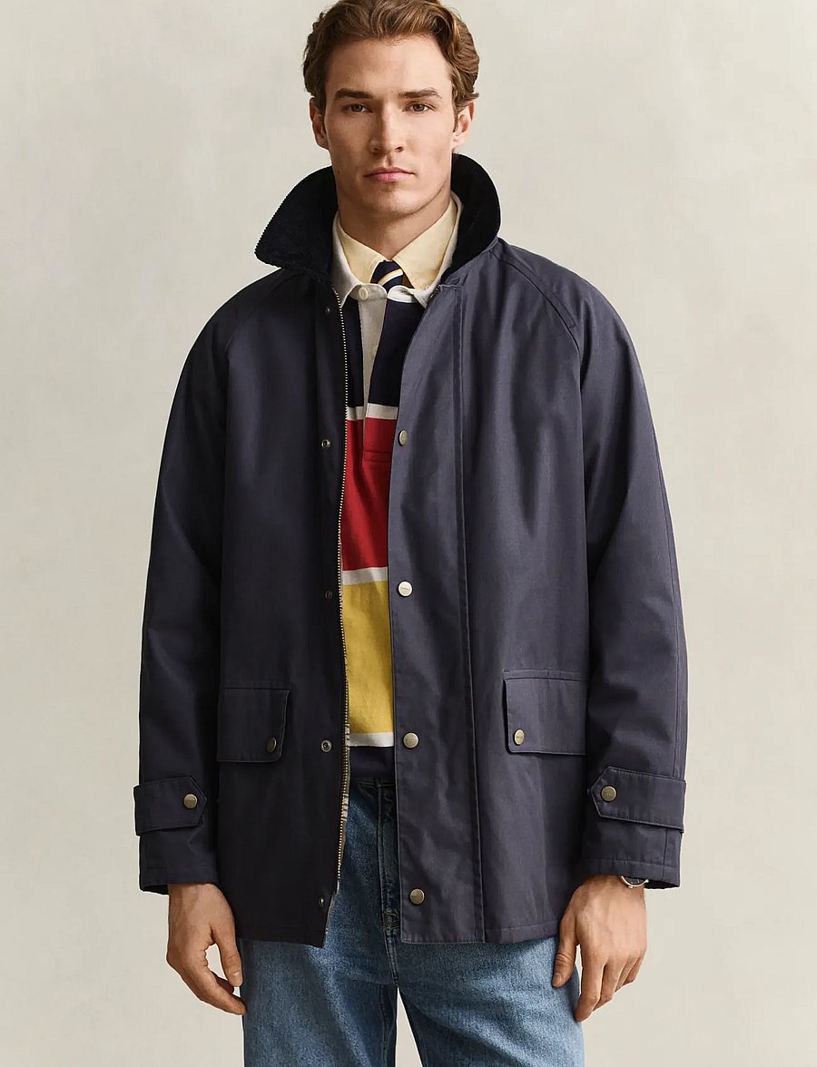 Gant - WAXED BARN JACKET - quiltade jackor - marine - 5