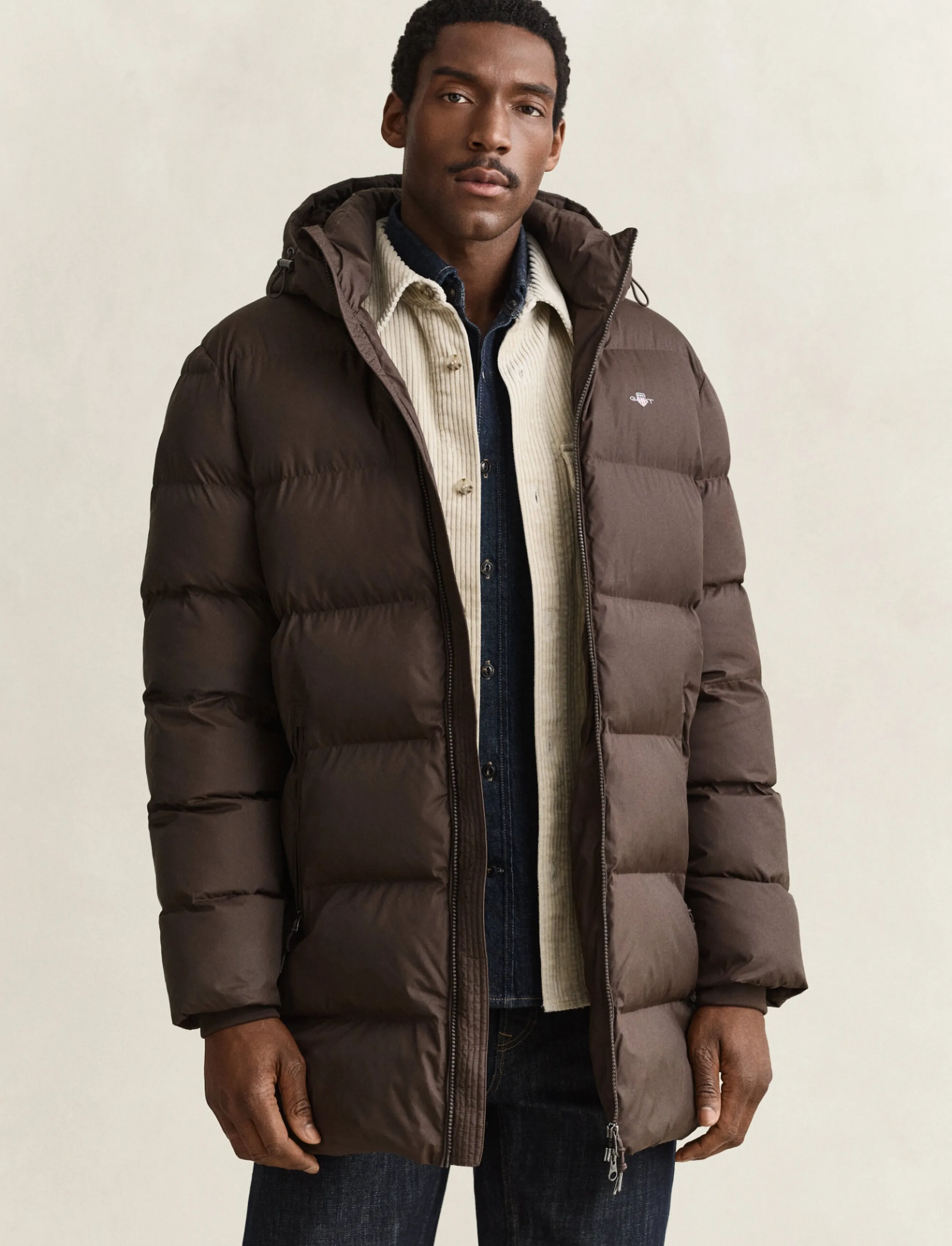 Gant ACTIVE CLOUD MID LENGTH JACKET - Winterjacken - BLACK BROWN / brown