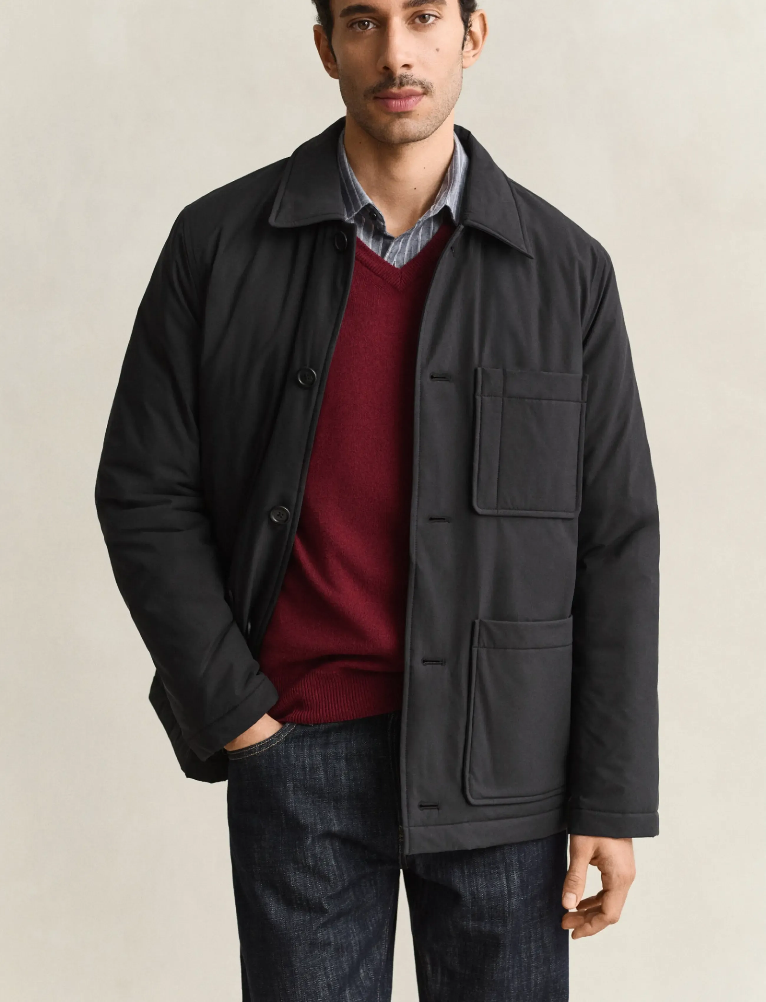 Gant PADDED CHORE JACKET - Riided - BLACK / black