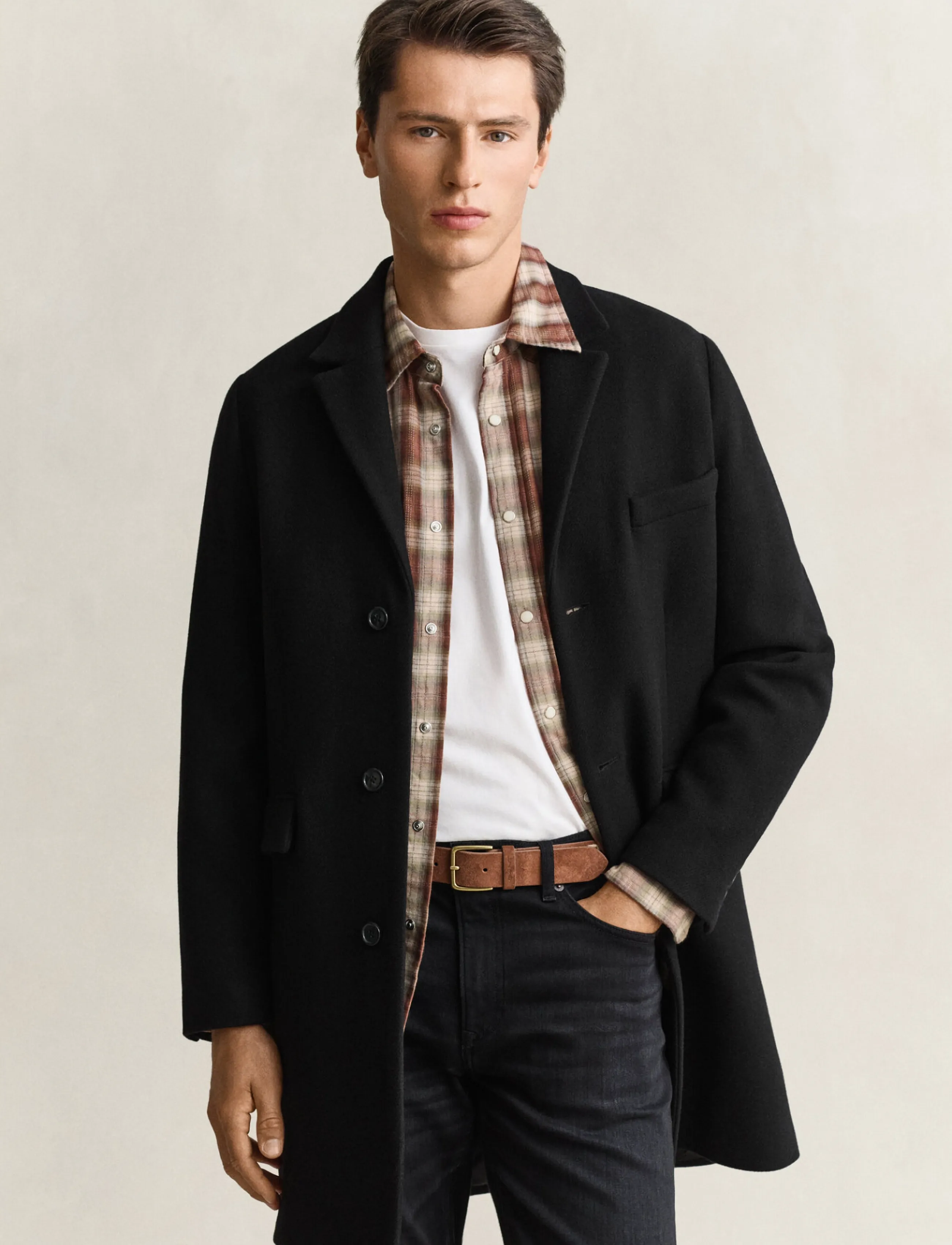 Gant CLASSIC WOOL COAT - Preppy - BLACK / multi