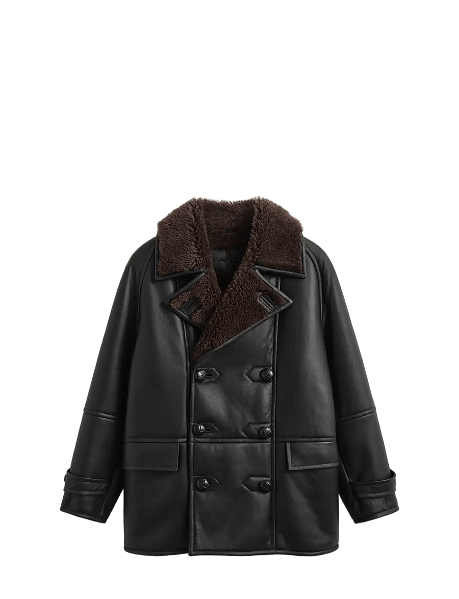 Gant - SHEARLING PEACOAT - herbstjacken - black - 1