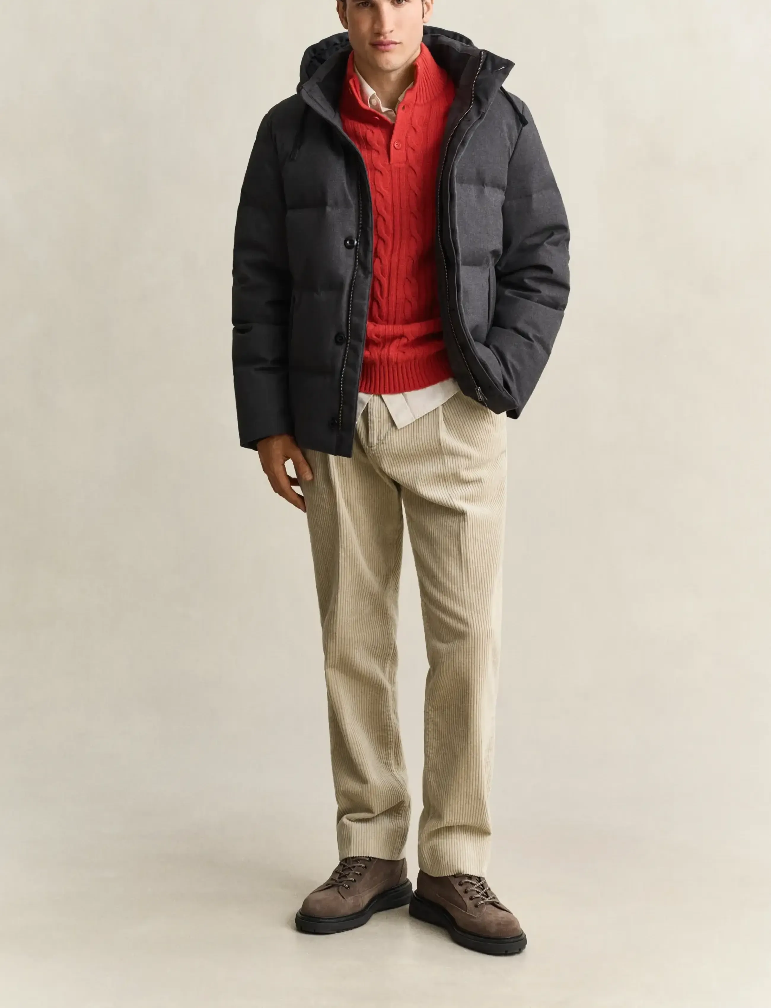 Gant - FLANNEL DOWN JACKET - padded jackets - black grey - 3