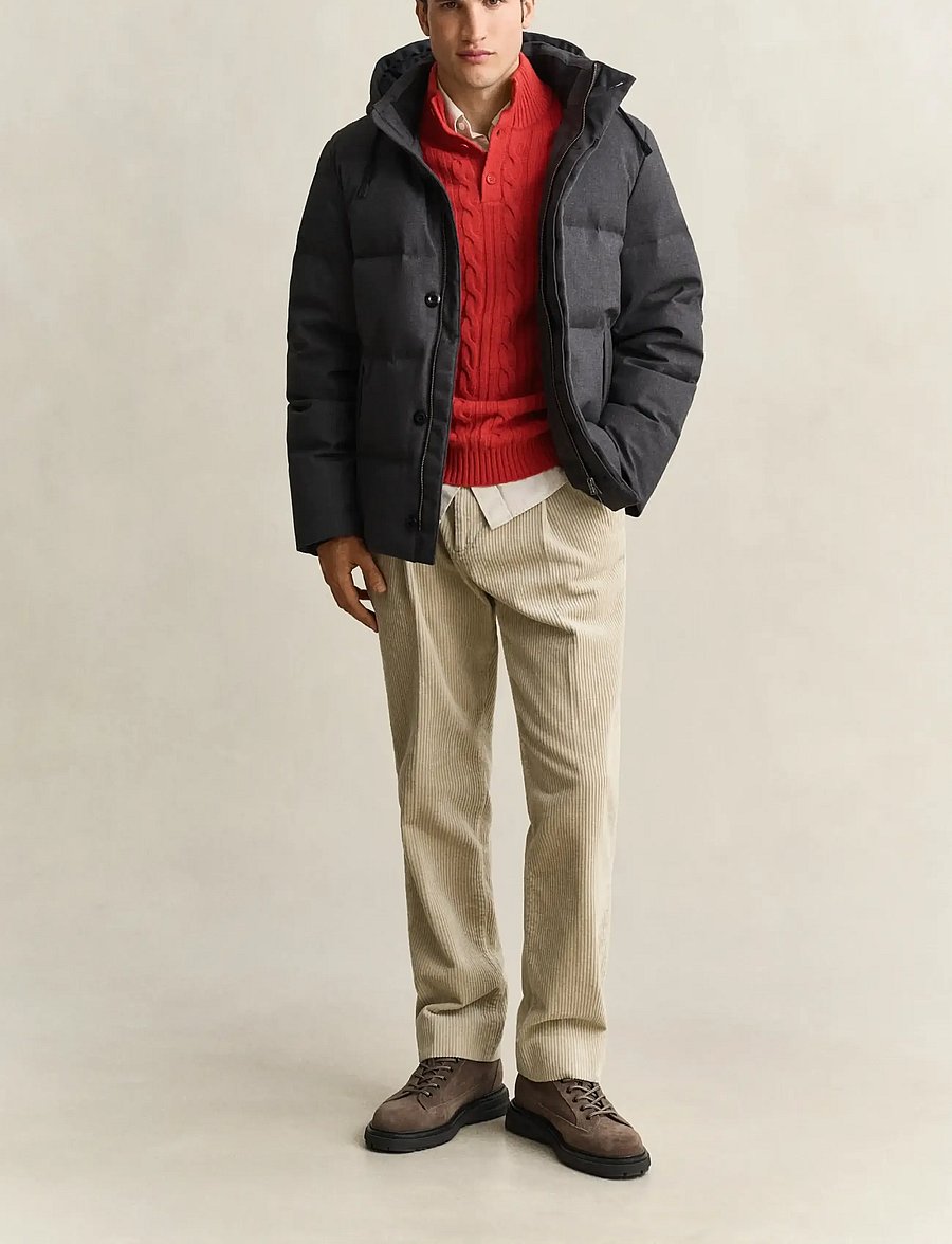 Gant - FLANNEL DOWN JACKET - padded jackets - black grey - 3