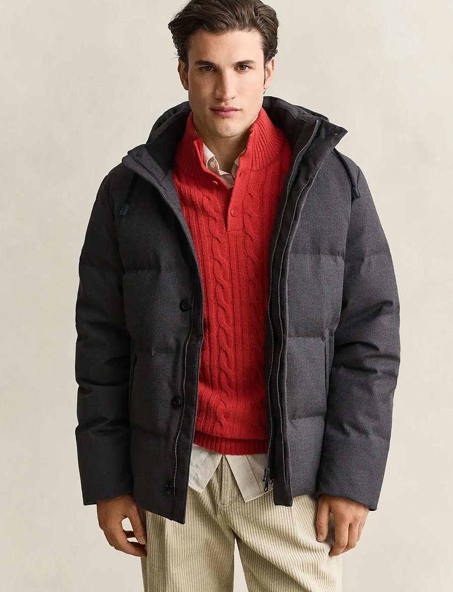 Gant - FLANNEL DOWN JACKET - padded jackets - black grey - 4
