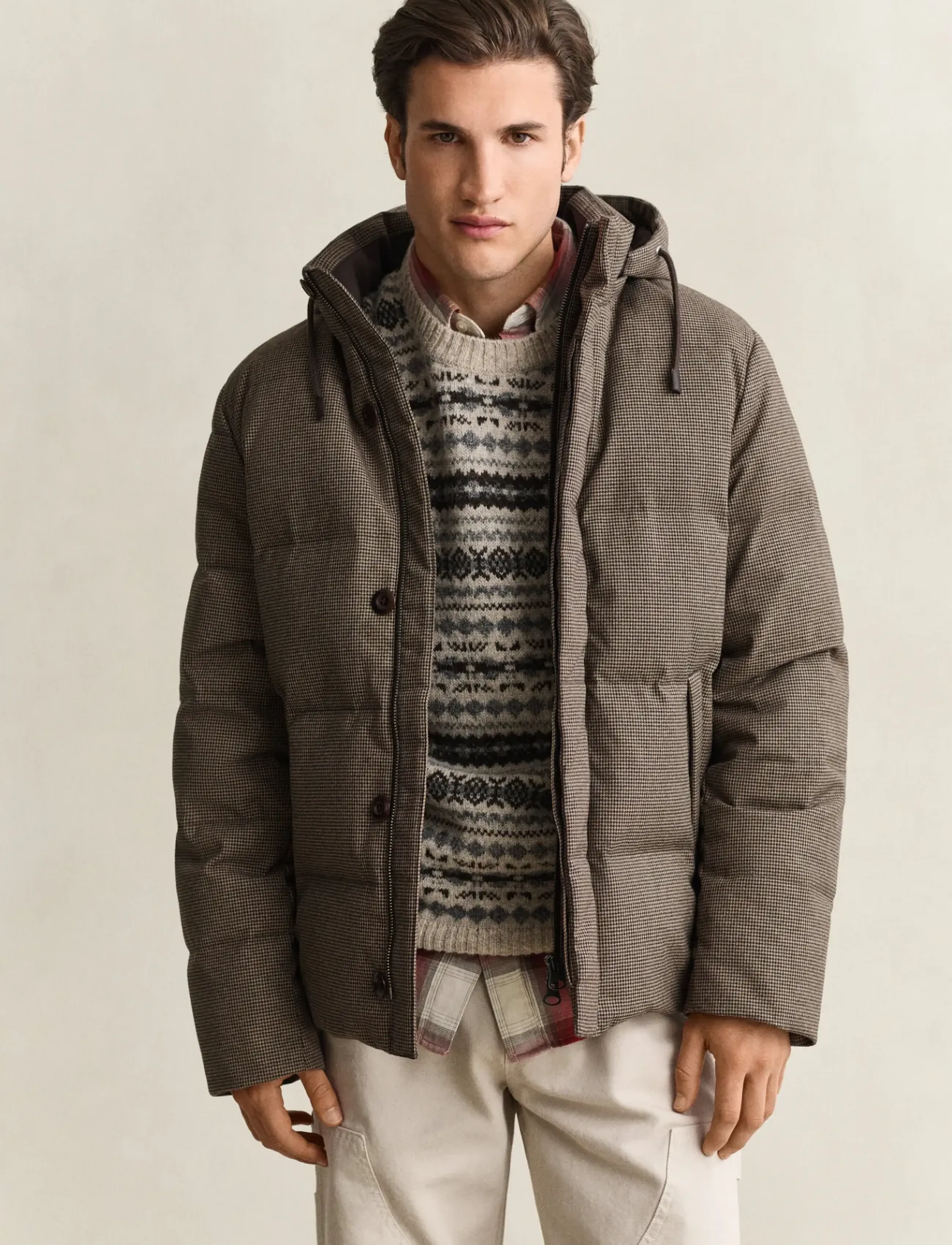 Gant FLANNEL DOWN JACKET - Jacken & Mäntel - LIGHT TAUPE / brown