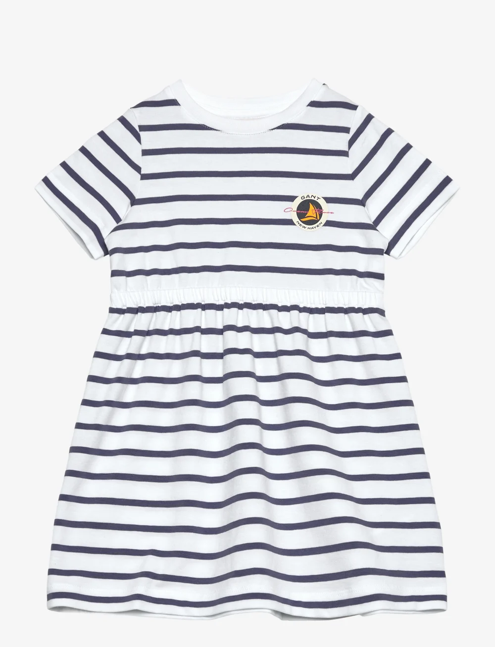 GANT - STRIPED T-SHIRT DRESS - kortärmade vardagsklänningar - dusty navy - 0