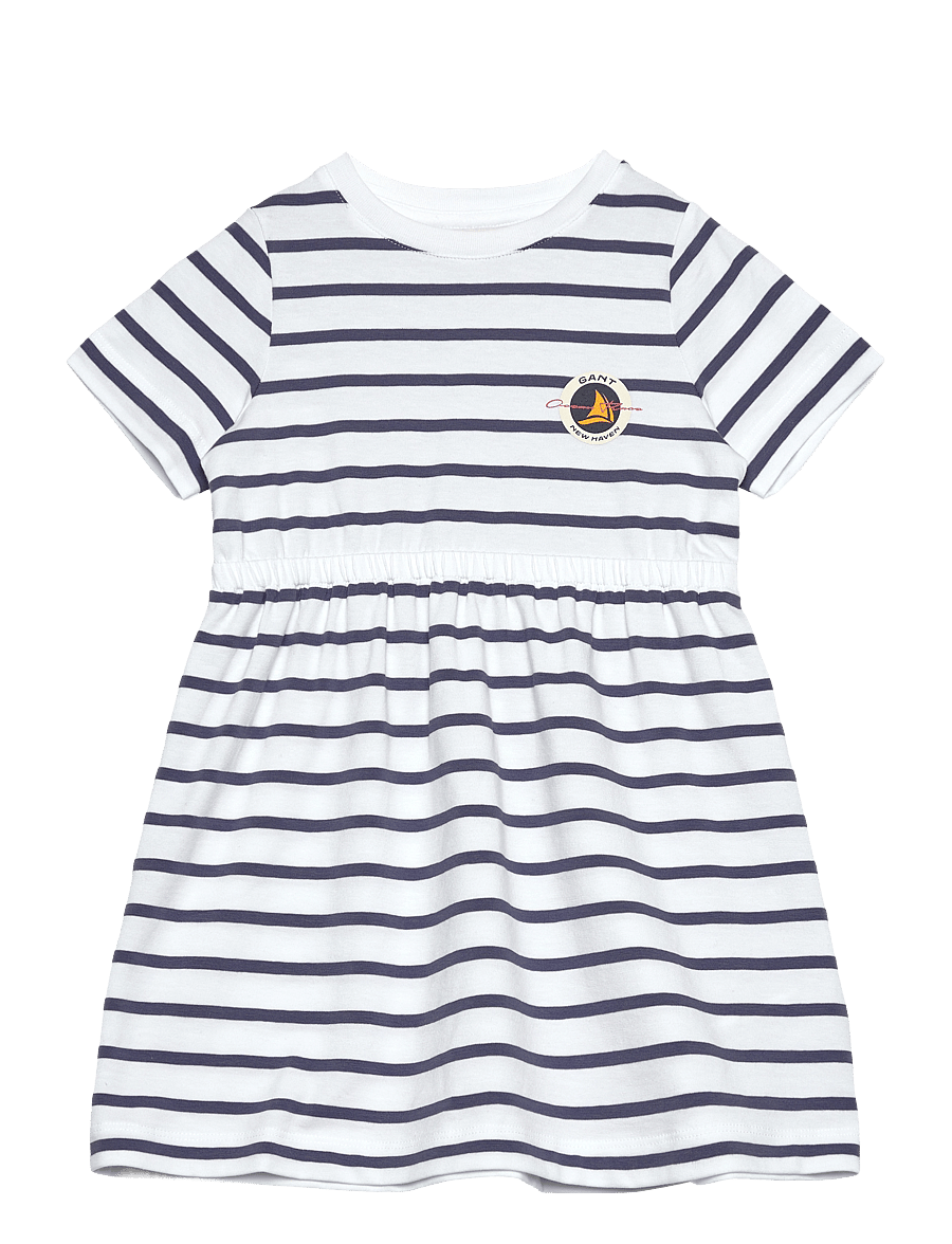 Gant - STRIPED T-SHIRT DRESS - robes décontractées à manches courtes - dusty navy - 0