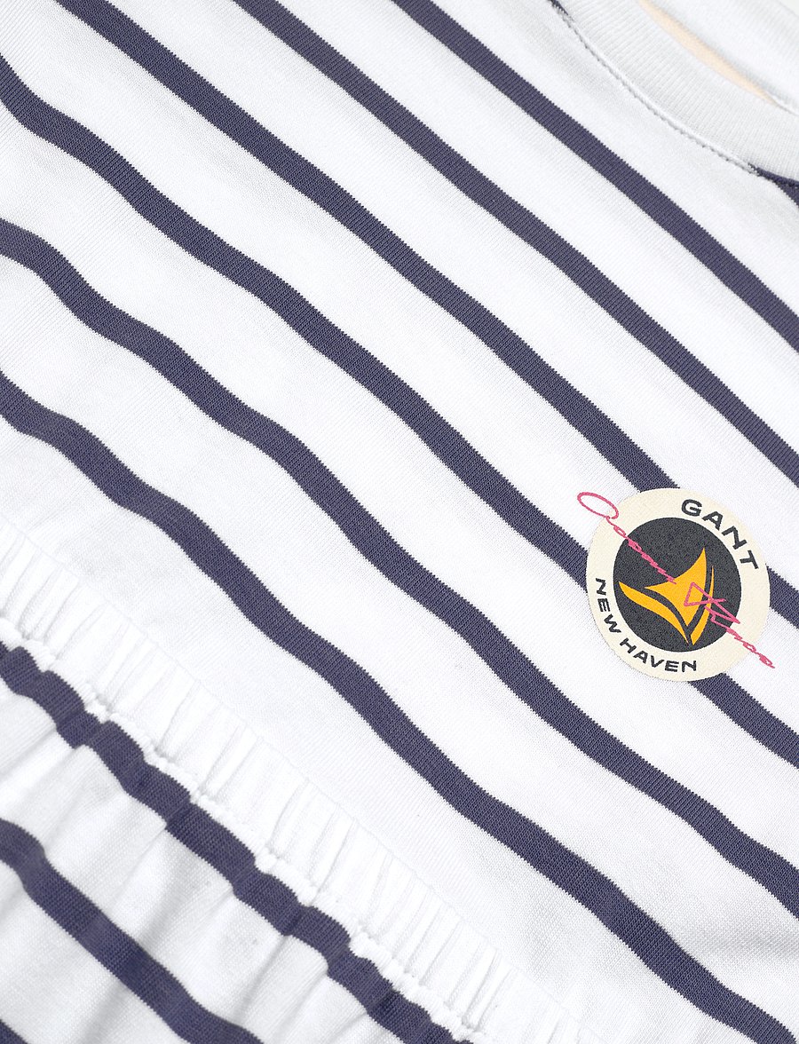Gant - STRIPED T-SHIRT DRESS - robes décontractées à manches courtes - dusty navy - 2
