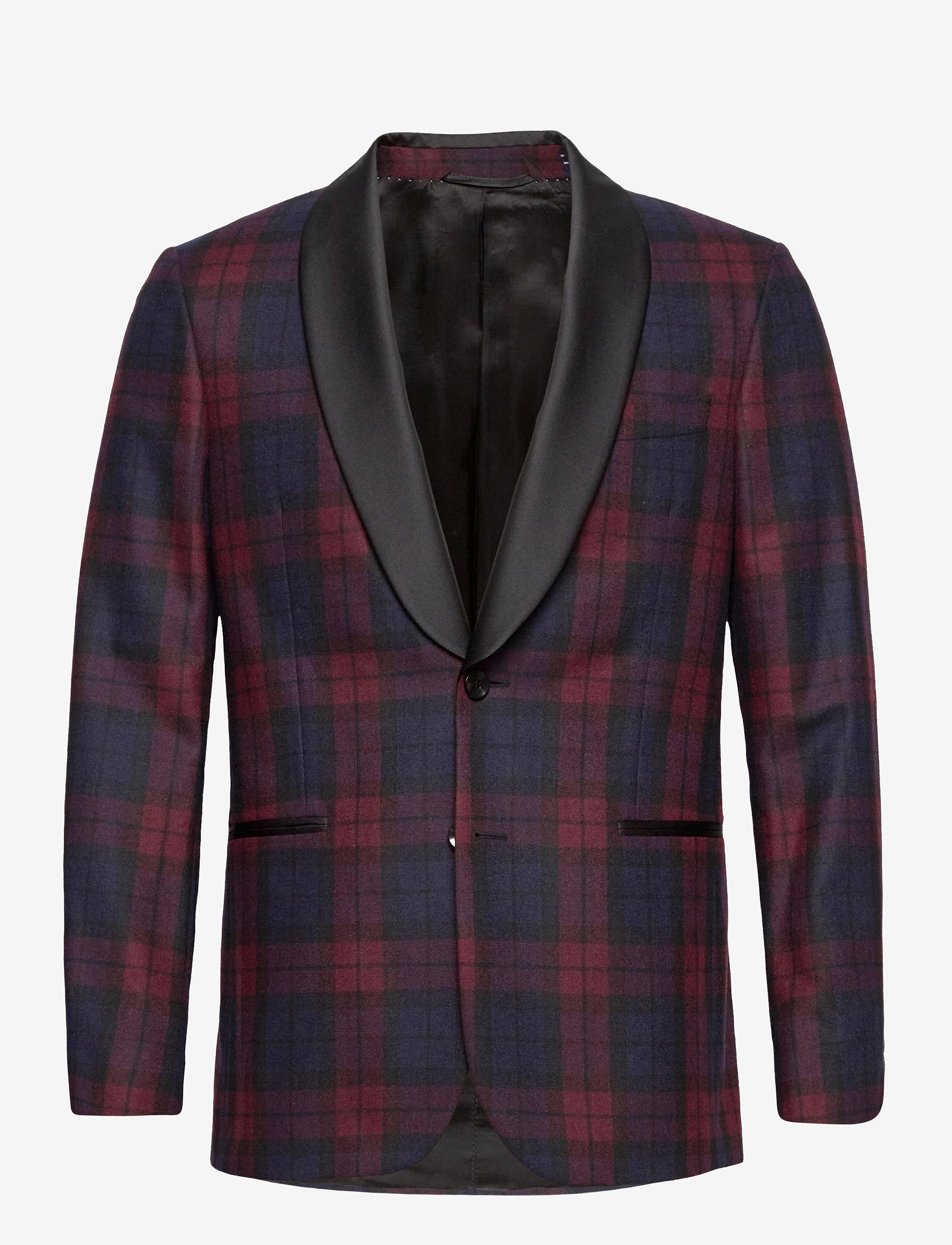 GANT - D2. SLIM CHECK TUXEDO JACKET - port red - 0