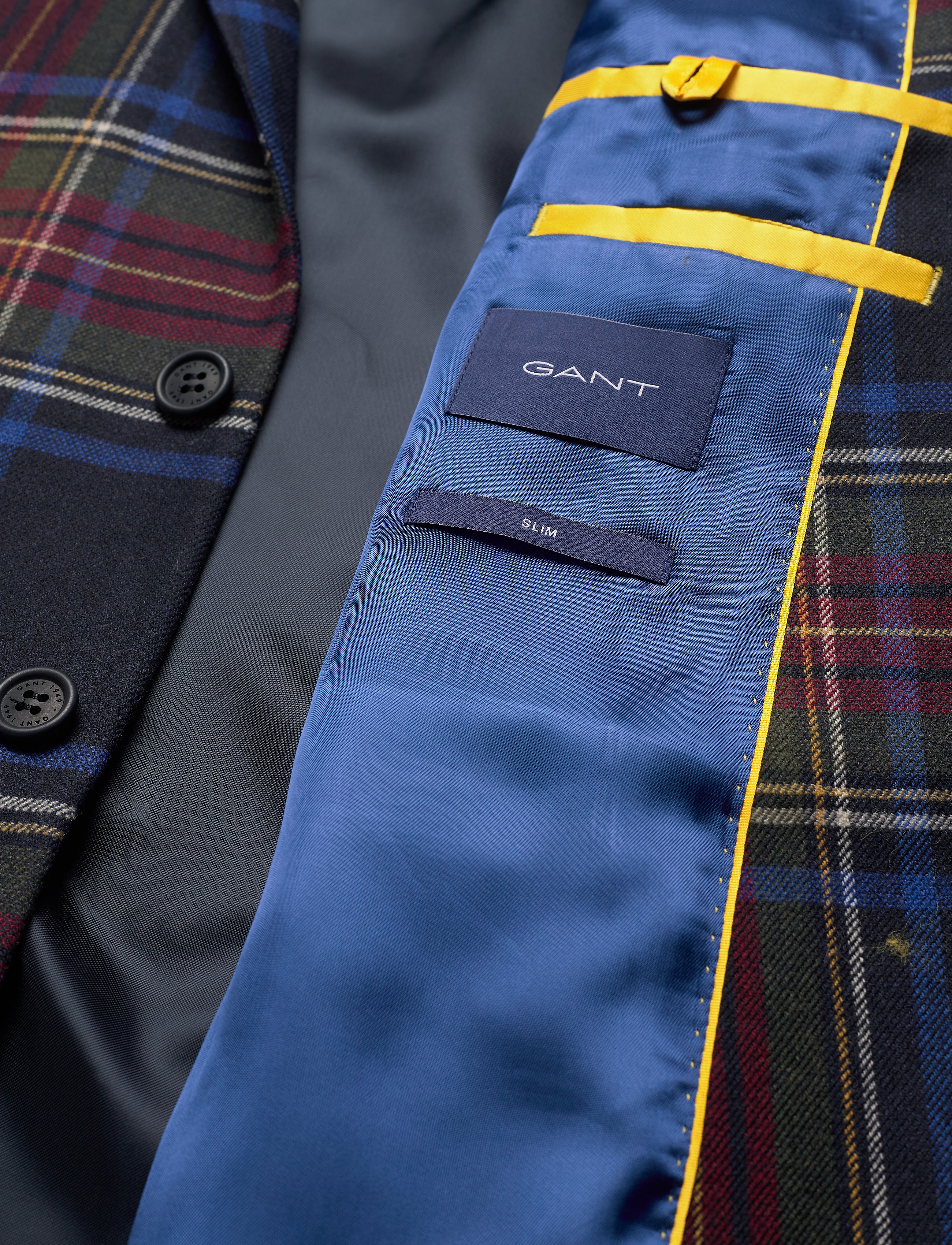 GANT - D2. SLIM FLANNEL TARTAN BLAZER - tartan green - 4