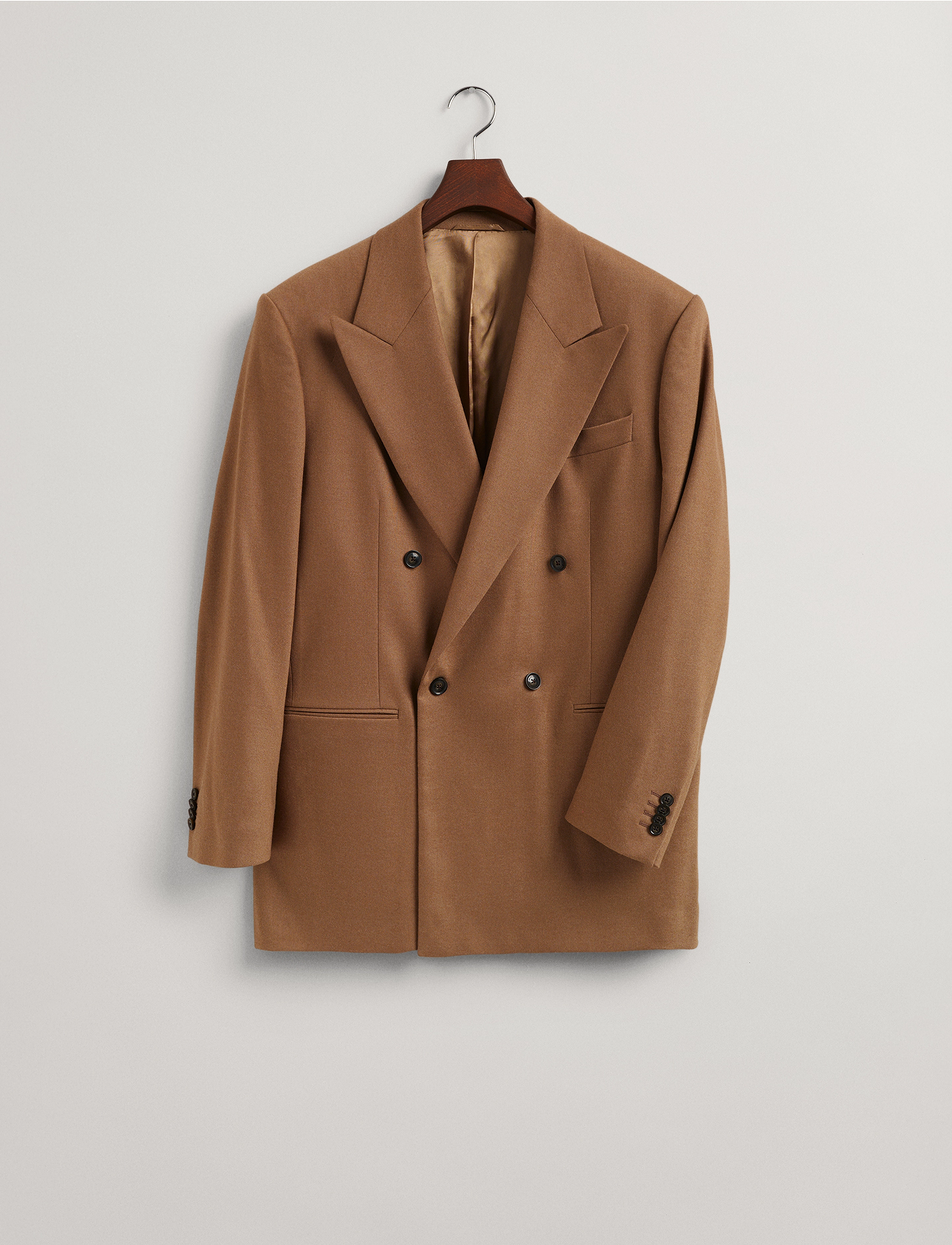 GANT - D1. OVERSIZED FLANNEL SUIT BLAZER - warm khaki - 5